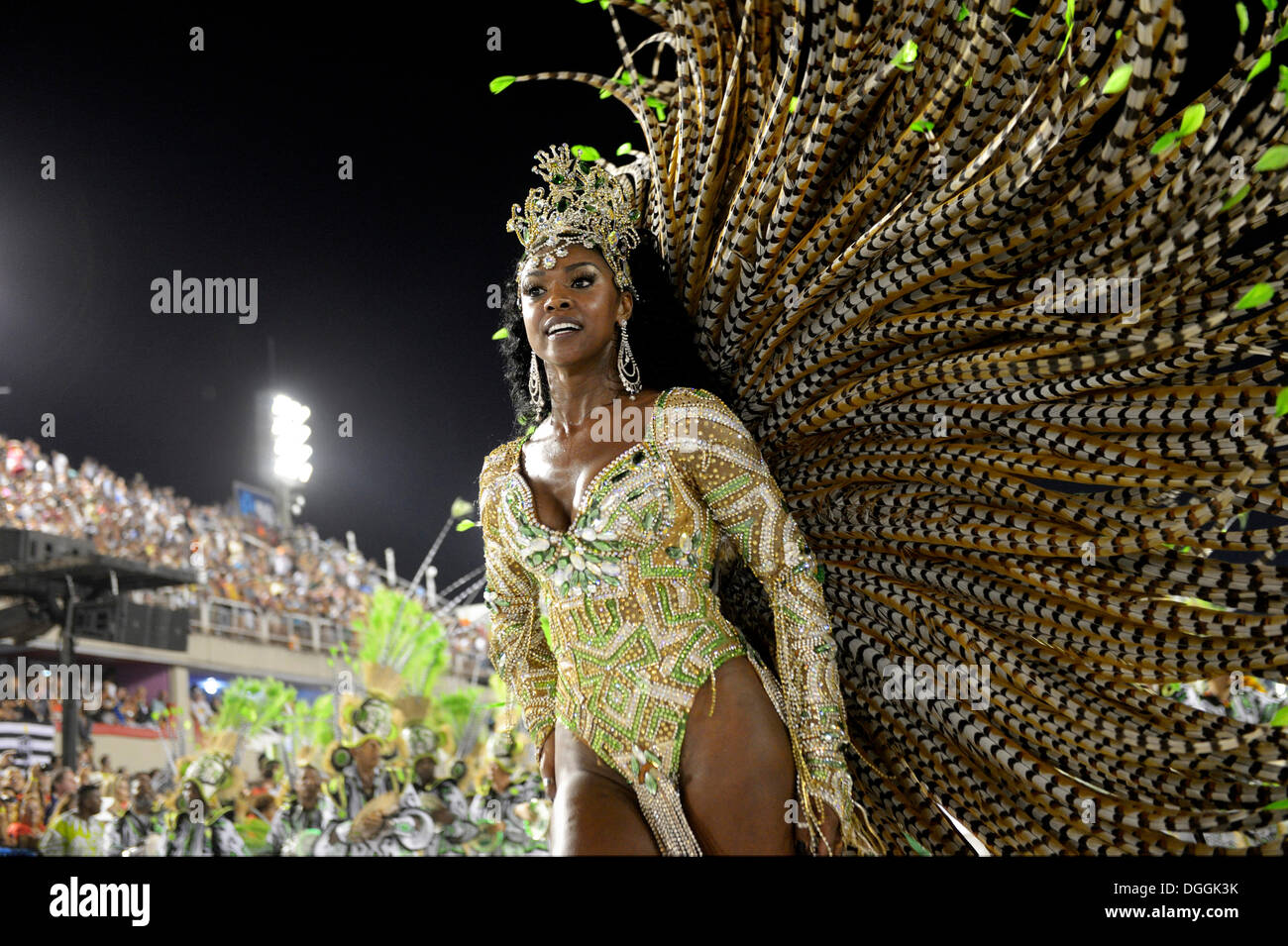 Samba dancer, actress Cris Viana, queen of the drum section, Rainha da Bateria, parade of the Imperatriz Leopoldinense Samba Stock Photo