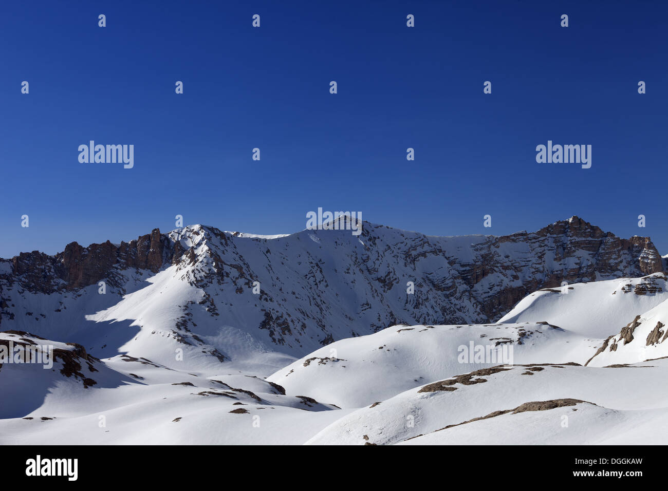 Snowy Mountains And Blue Sky In Morning Turkey Central Taurus Stock 