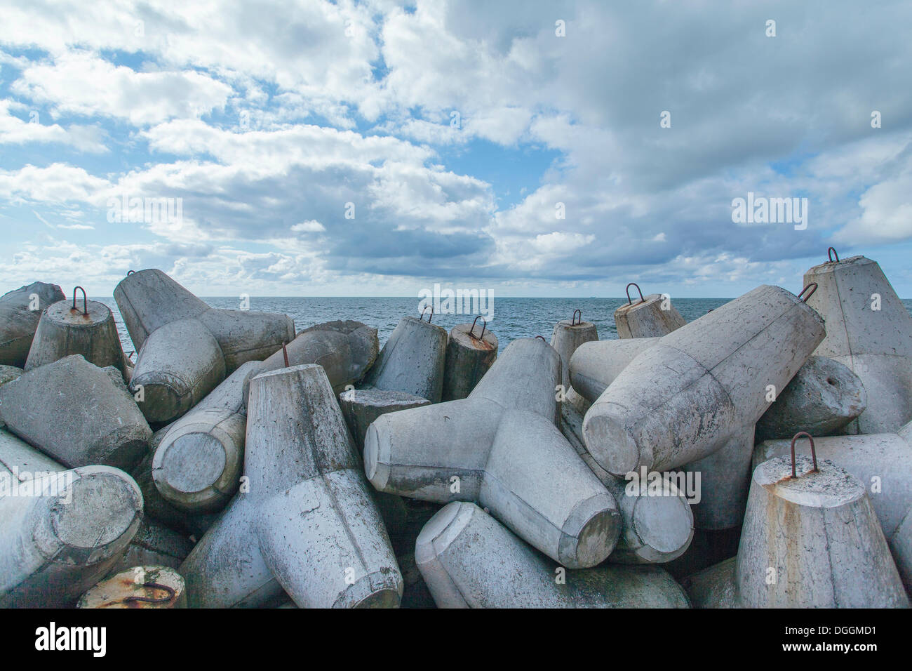 Breakwater on the North Sea, Helgoland, Schleswig-Holstein, Germany Stock Photo