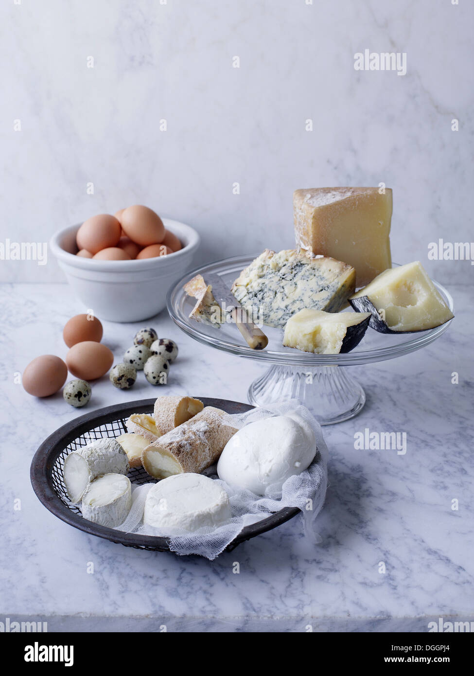 Selection of cheese and eggs Stock Photo Alamy