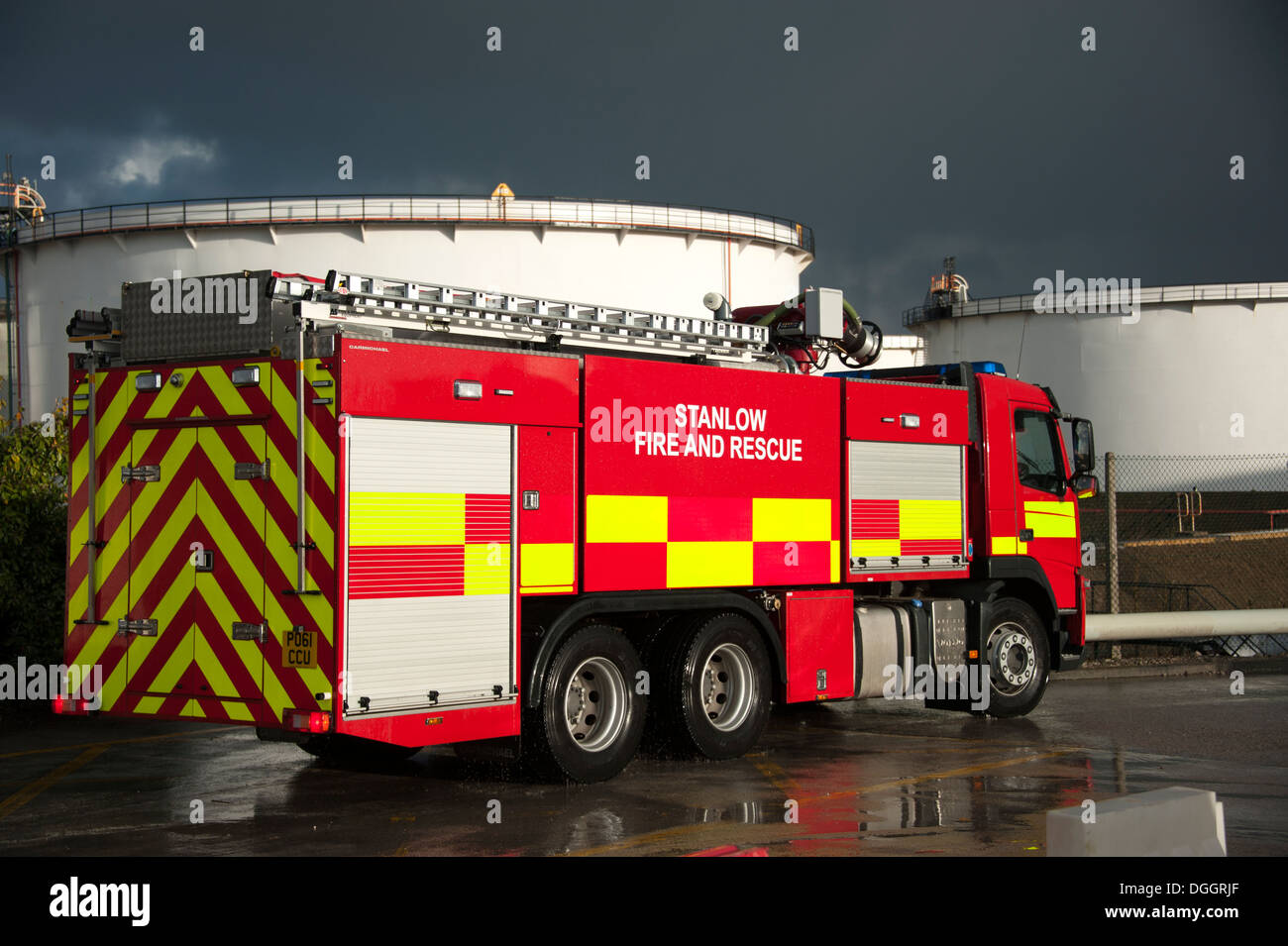 Stanlow Oil Refinery Fire Engine Truck Petrochemical Stock Photo