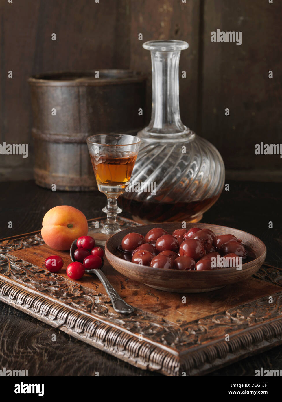 Ingredients for cranberry and Morello cherry stuffing. Cranberries