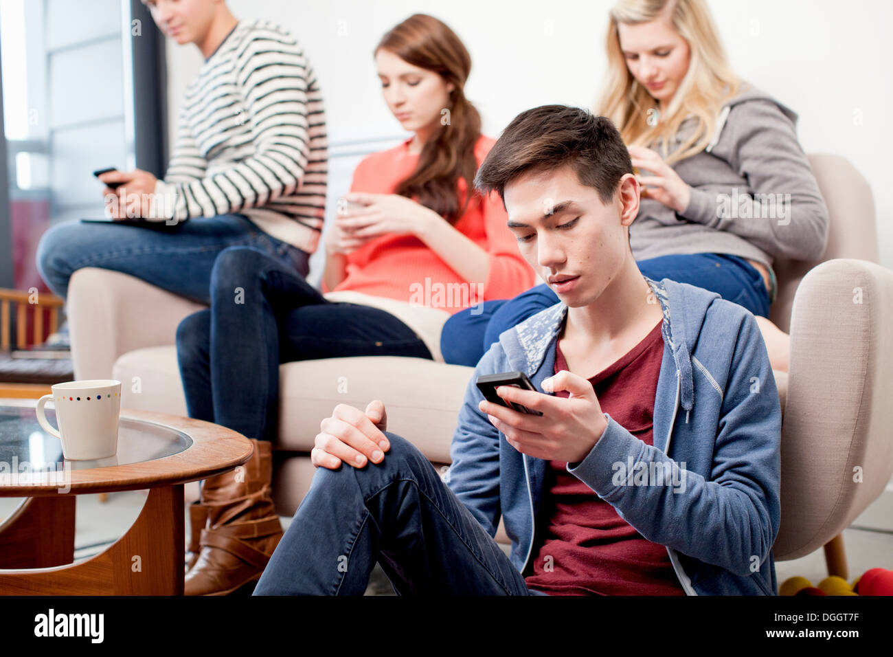 Students With Cell Phones Stock Photo Alamy