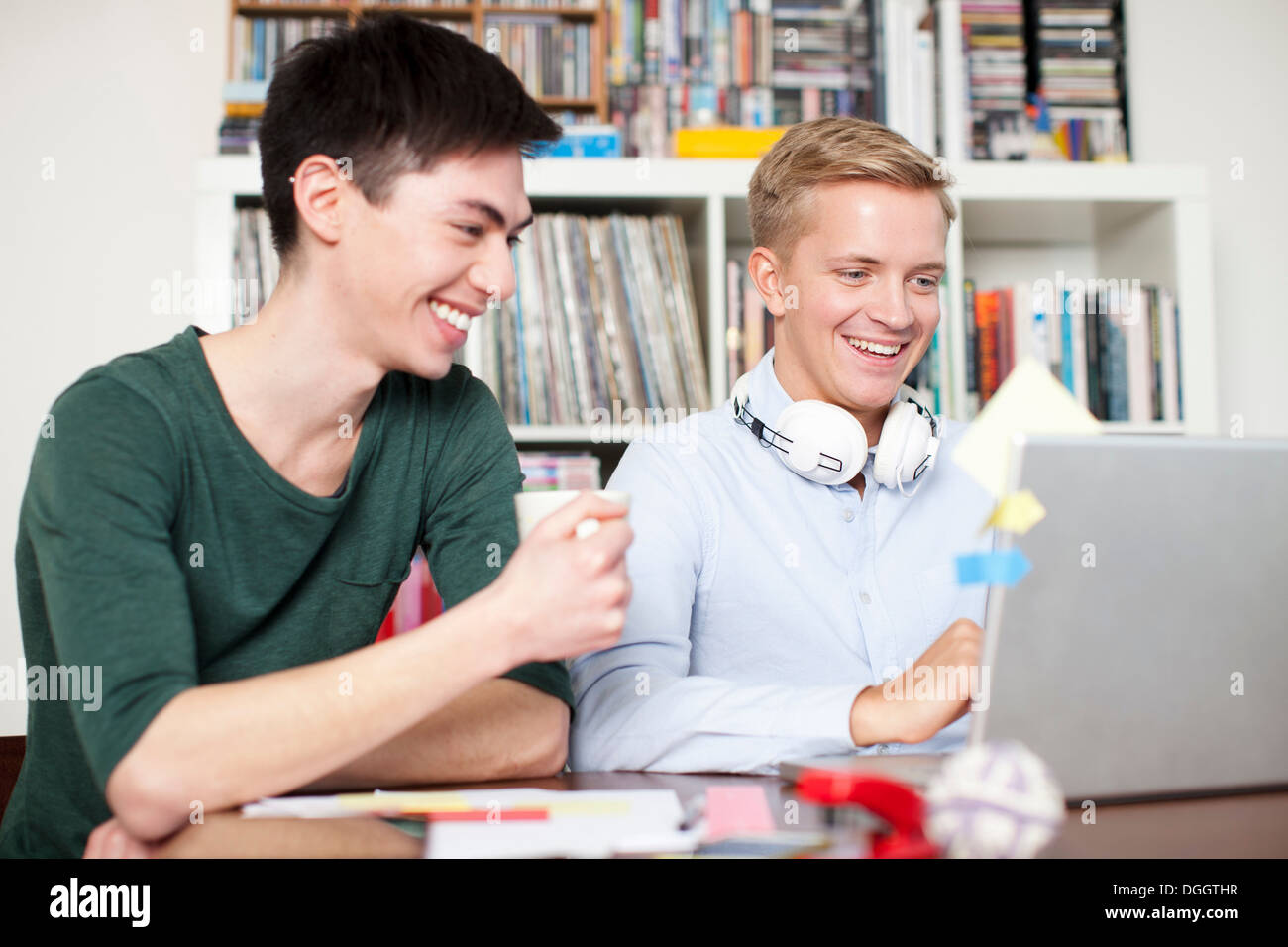 Students working on laptop Stock Photo