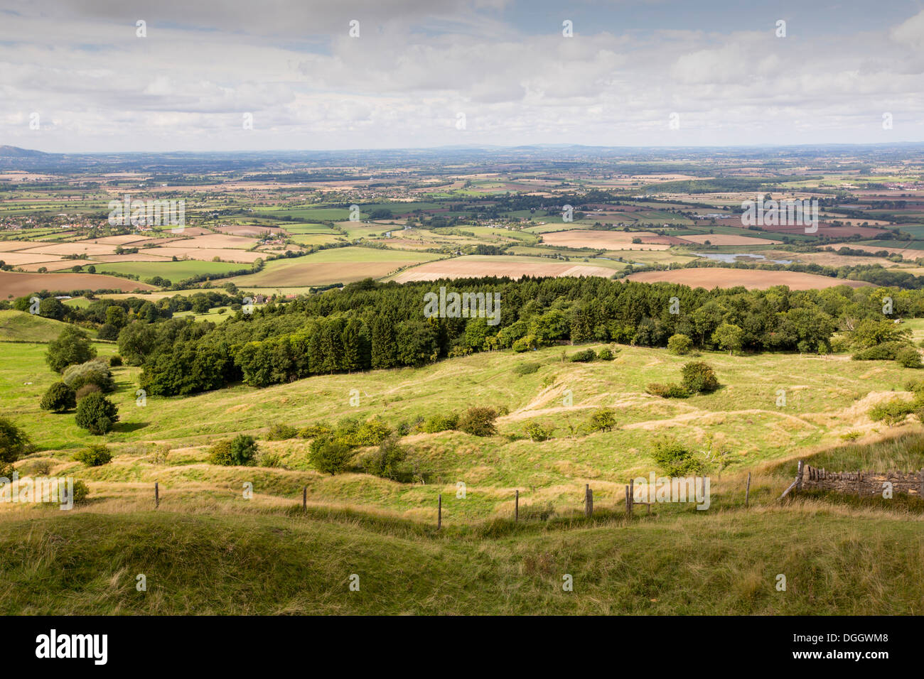 The Vale of Evesham, Worcestershire, UK, from Bredon hill. Stock Photo