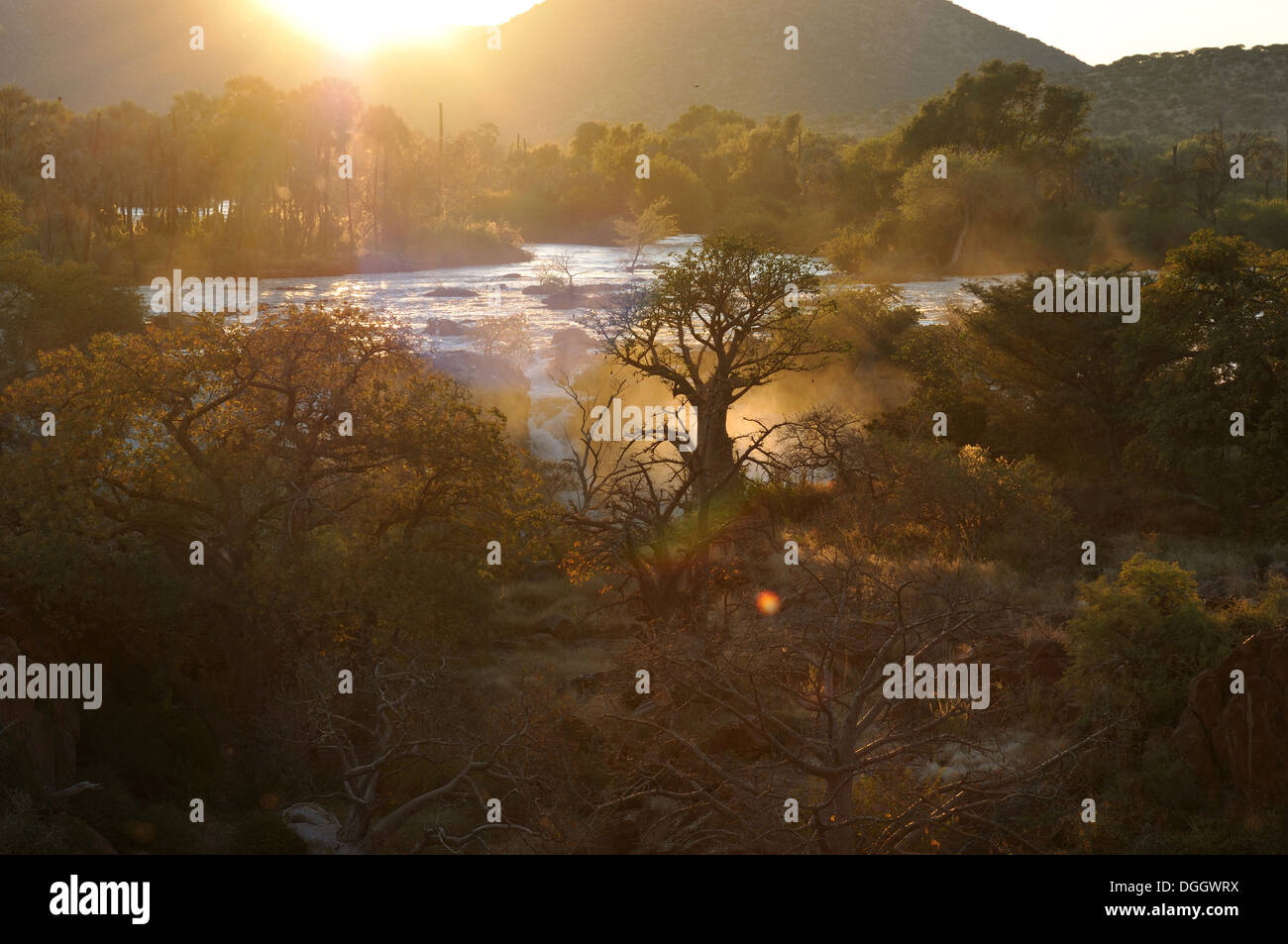 A small portion of the Epupa waterfalls, Namibia at sunrise Stock Photo