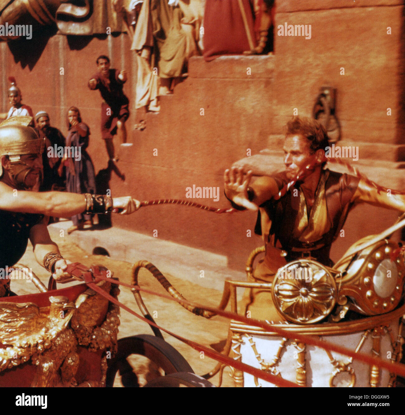 BEN-HUR 1959 MGM film with Charlton Heston at right and Stephen Boyd Stock Photo