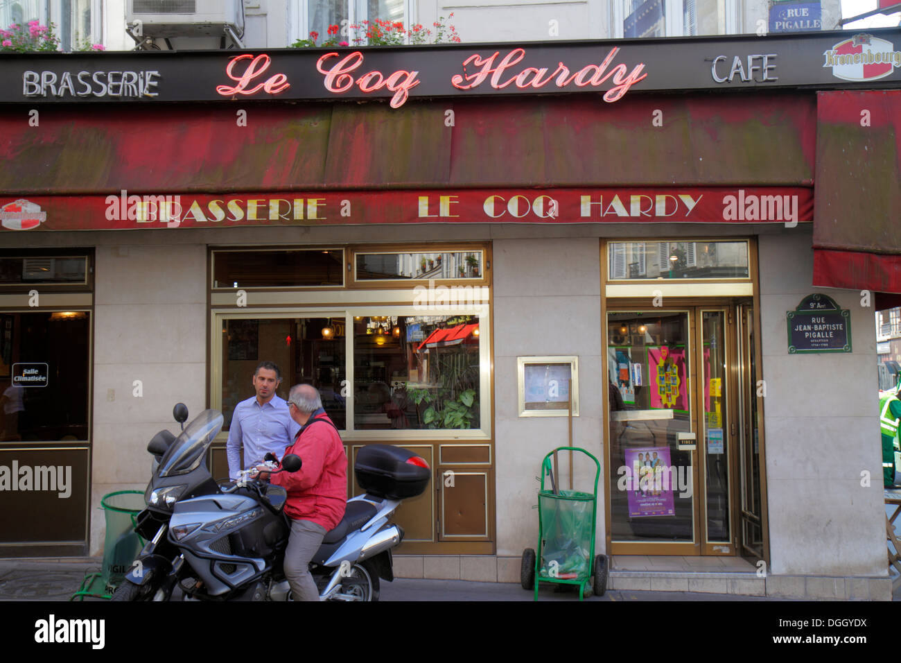 Paris France,9th arrondissement,Rue Notre-Dame de Lorette,Café le Coq Hardy,restaurant restaurants food dining cafe cafes,cuisine,food,front,entrance, Stock Photo