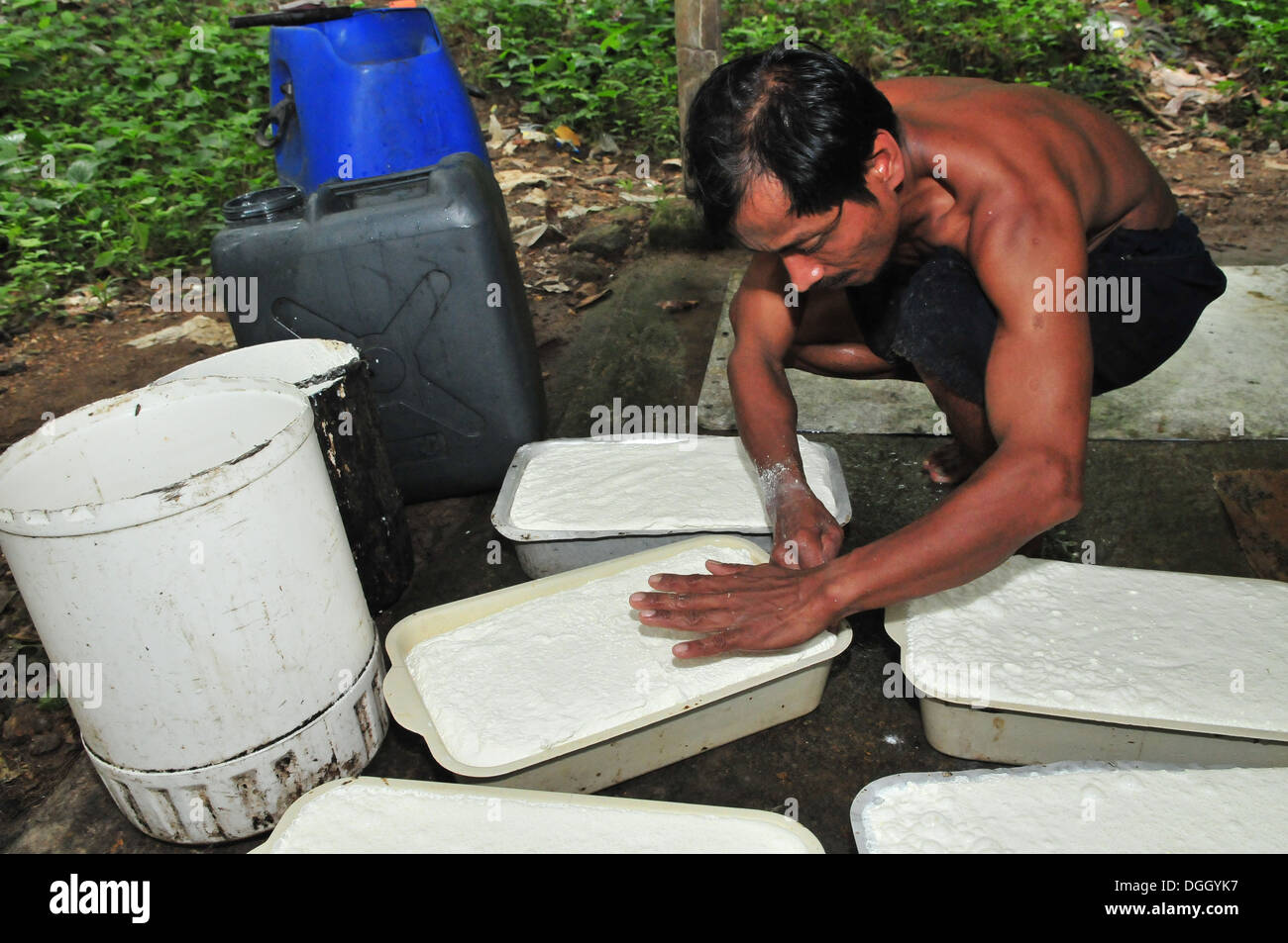The production process of natural rubber in Thailand Stock Photo