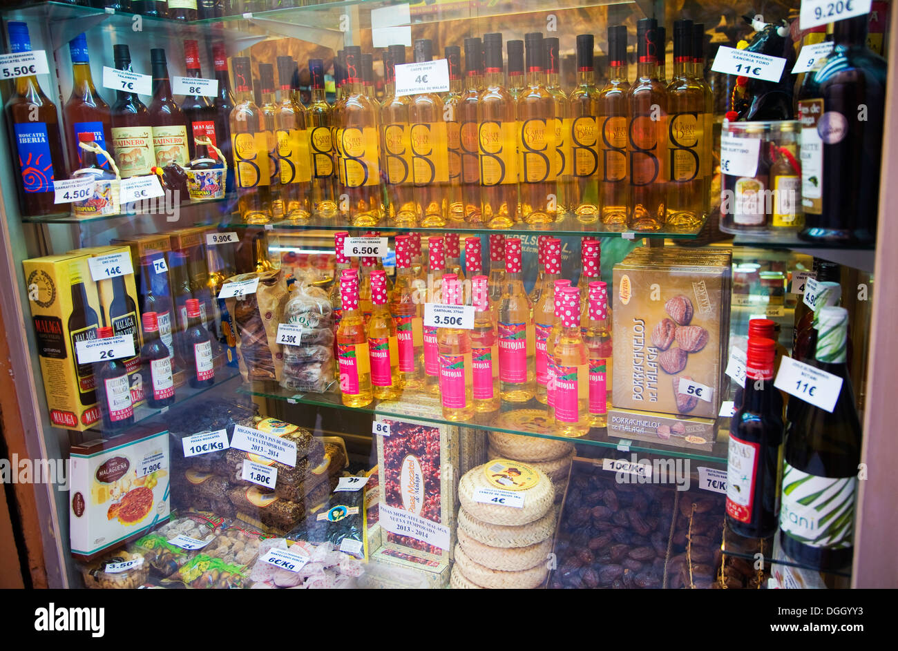 Shop window display local produce Malaga Spain Stock Photo