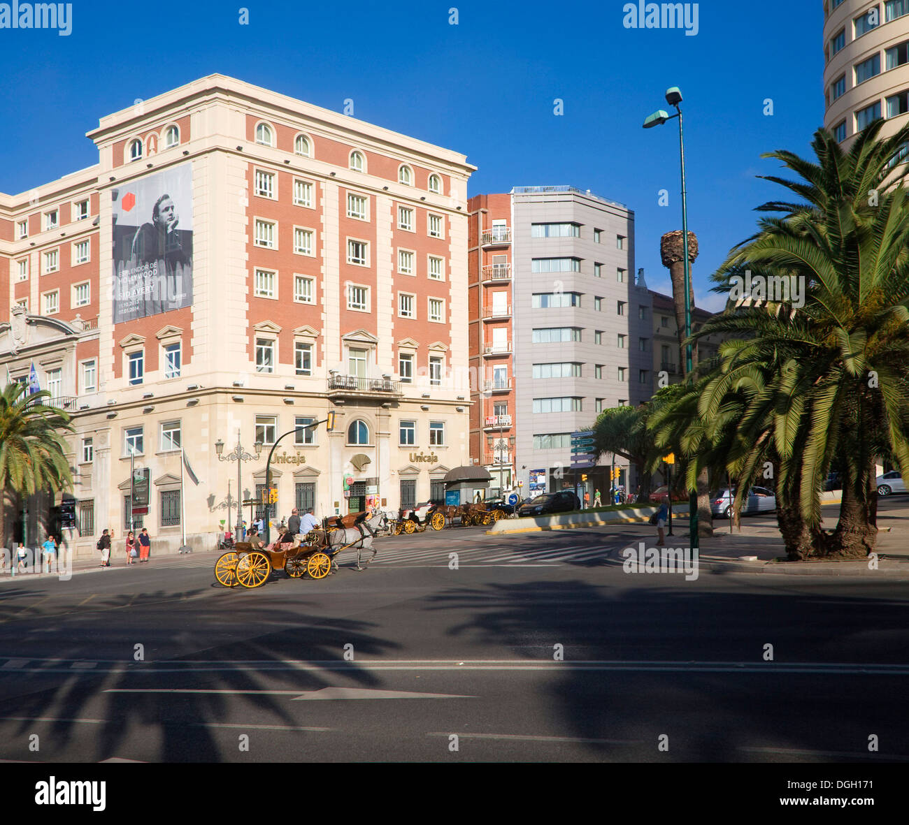 Buildings on Alameda Principal street city centre Malaga Spain Stock Photo