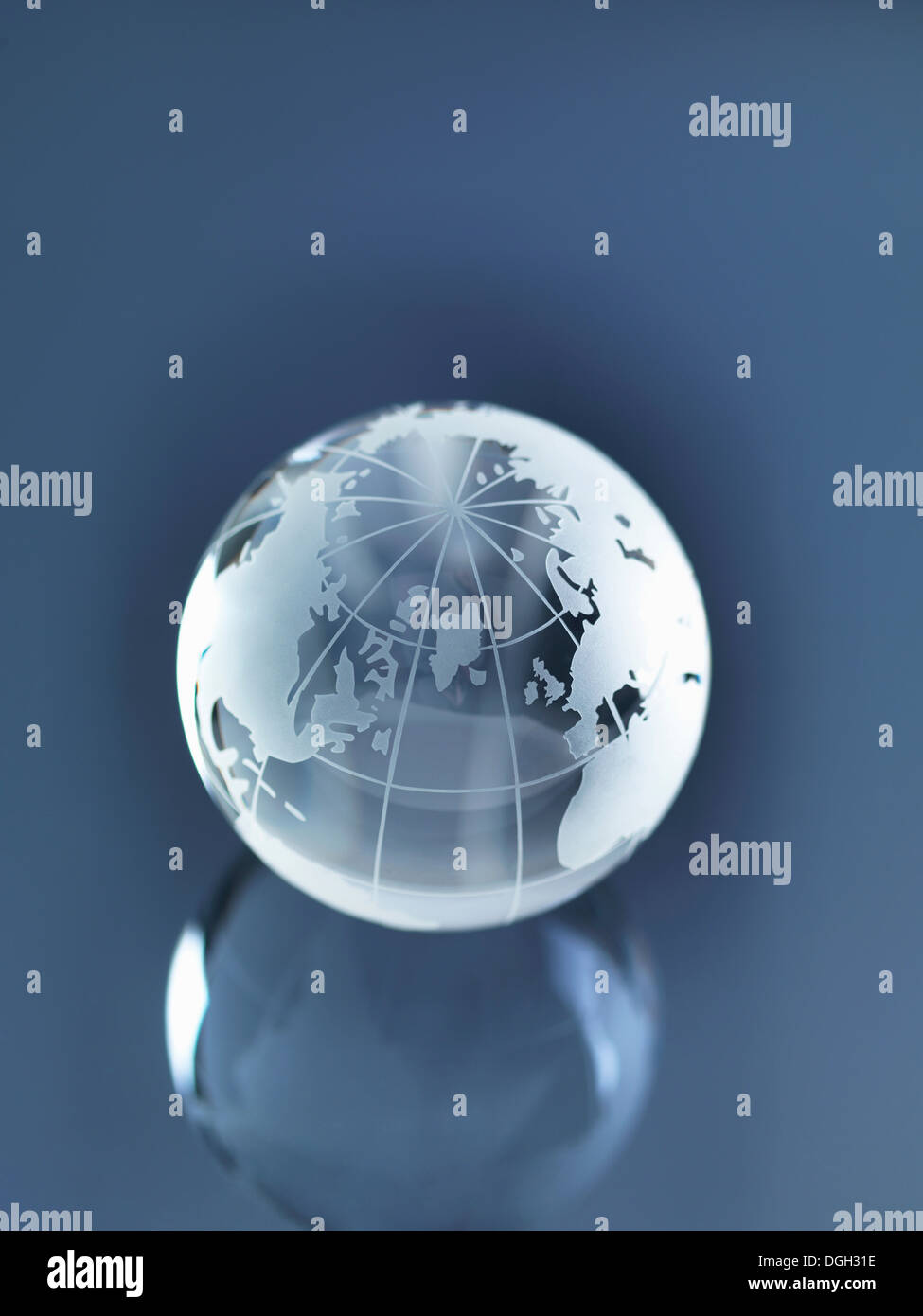 Glass Globe illustrating North America, Europe, Russia and Africa Stock Photo