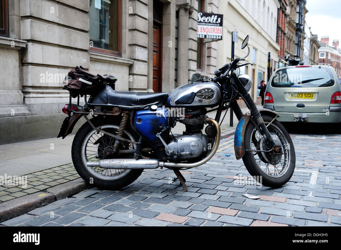 Vintage Motorcycle Parked On The Street In Hull Stock Photo Alamy