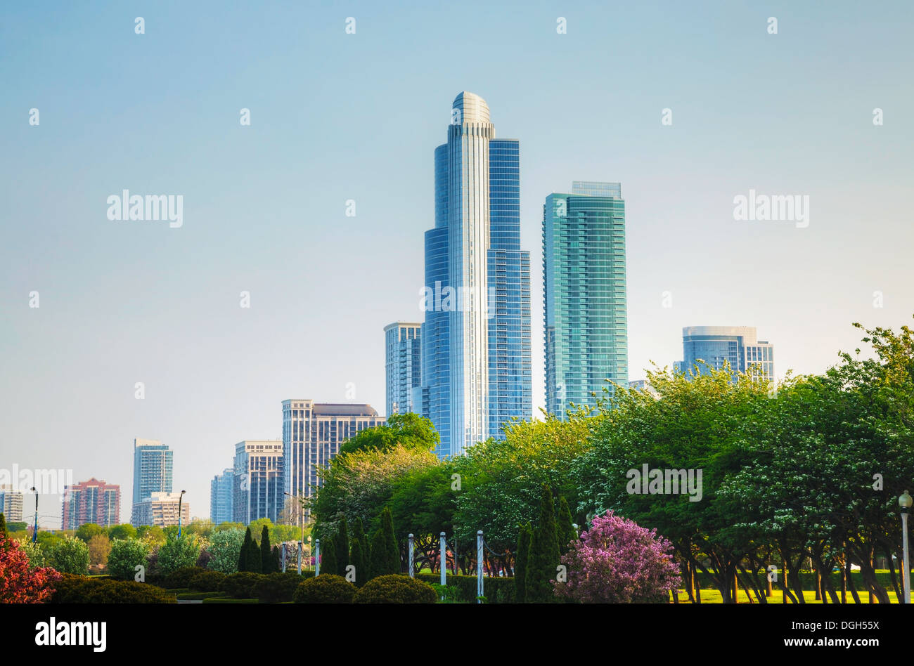 Chicago downtown cityscape with One Museum Park building Stock Photo