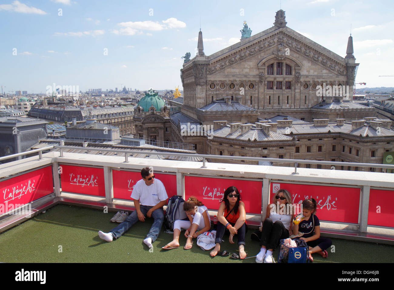 Paris France,Europe,French,aerial overhead view from above,rooftops,city skyline cityscape,Galeries Lafayette terrace observation viewing deck view,Pa Stock Photo