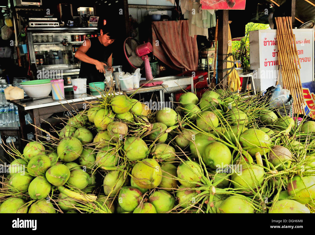 Coconut drink vendor Stock Photo - Alamy