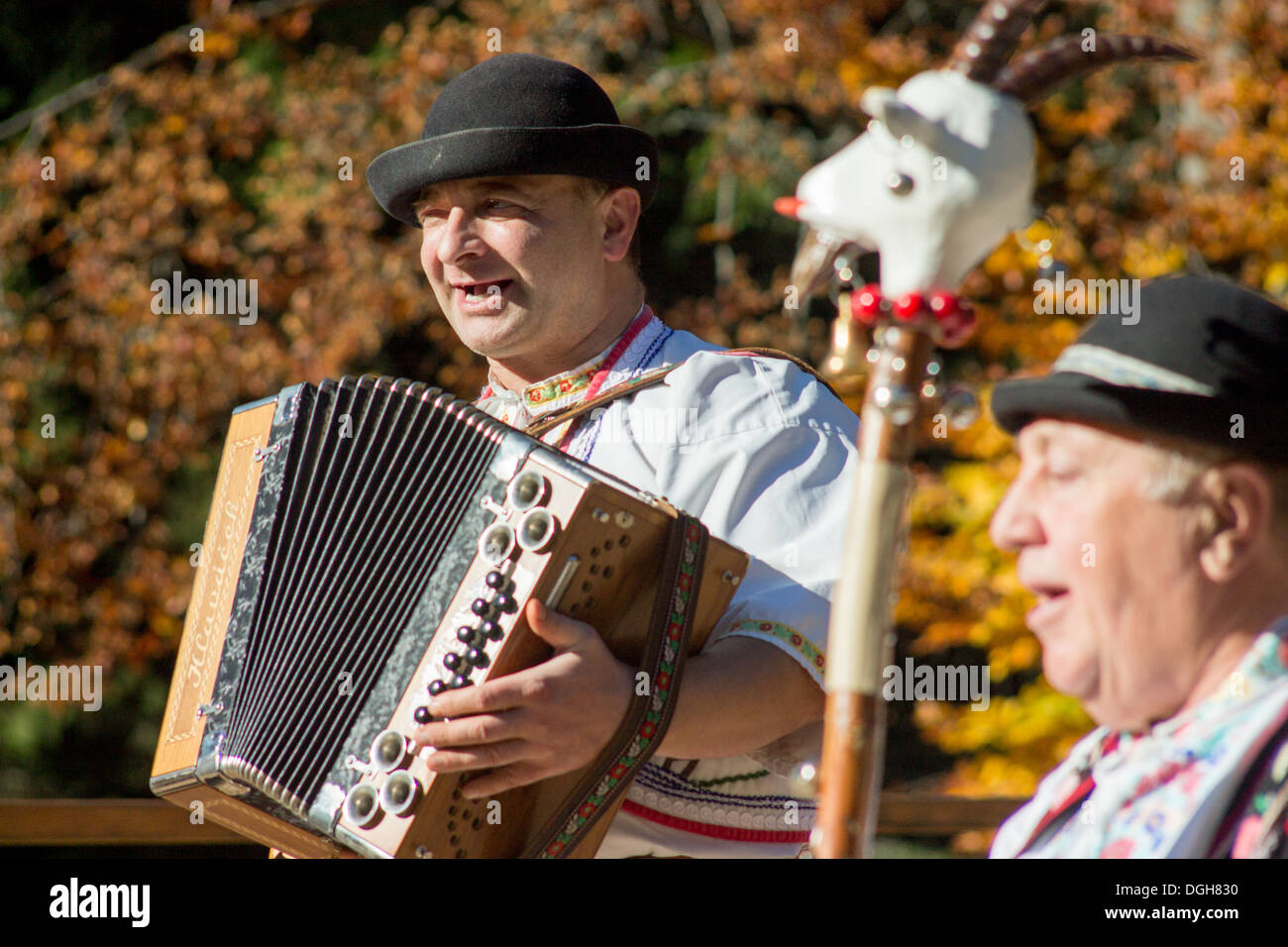 Singing men with accordion Stock Photo