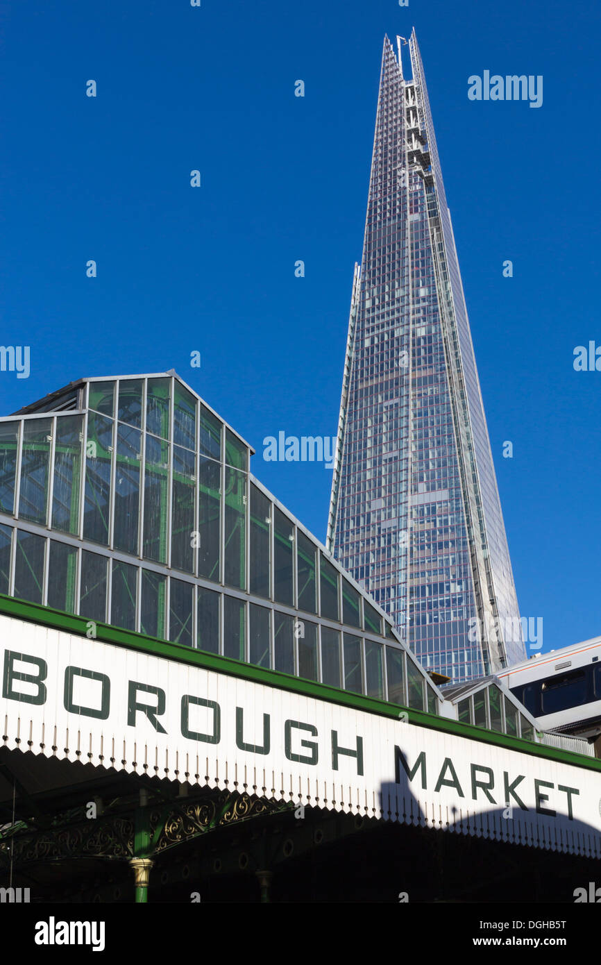 Borough Market and Shard Skyscraper - London bridge Stock Photo