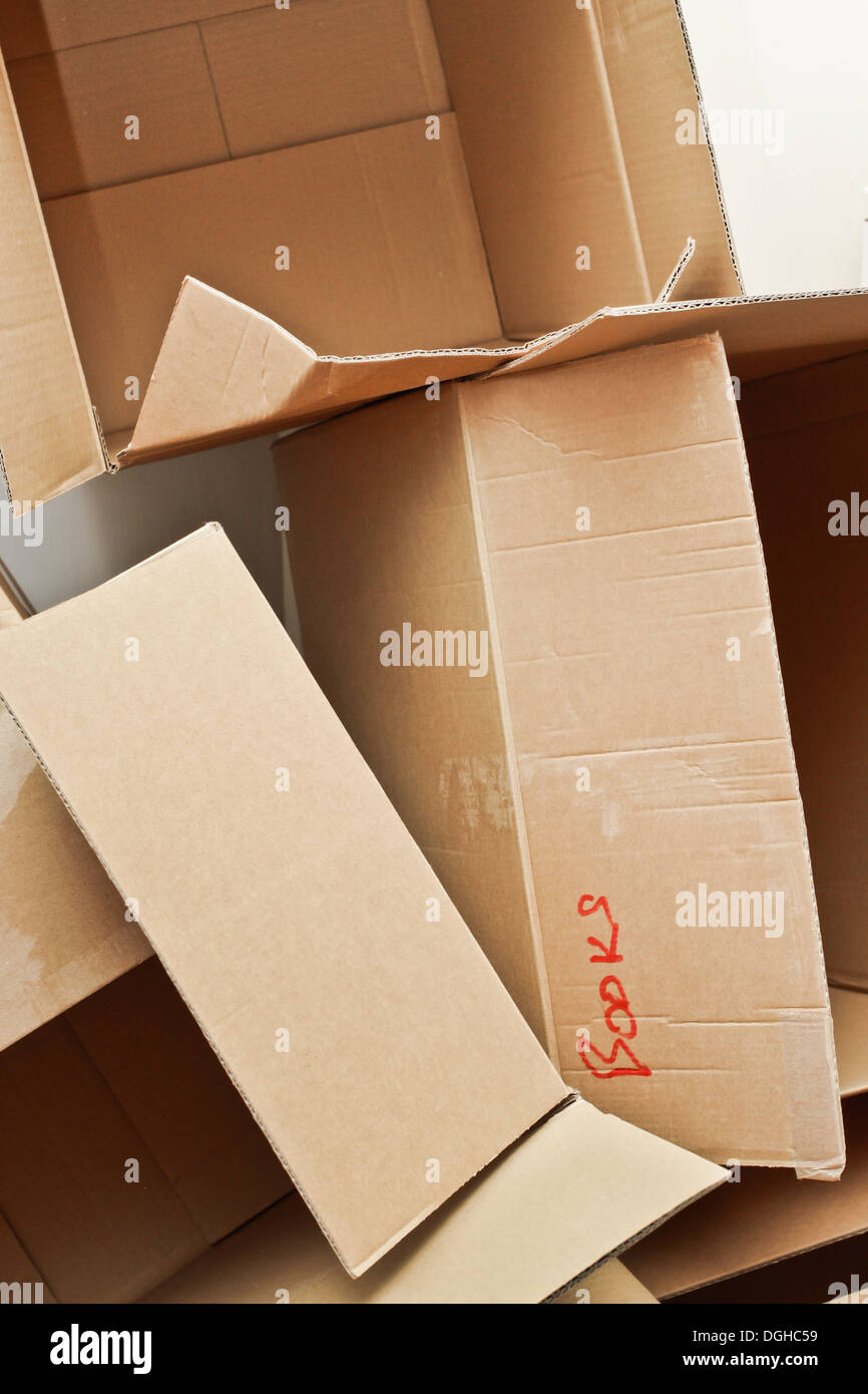 A heap of emptied cardboard storage boxes Stock Photo Alamy