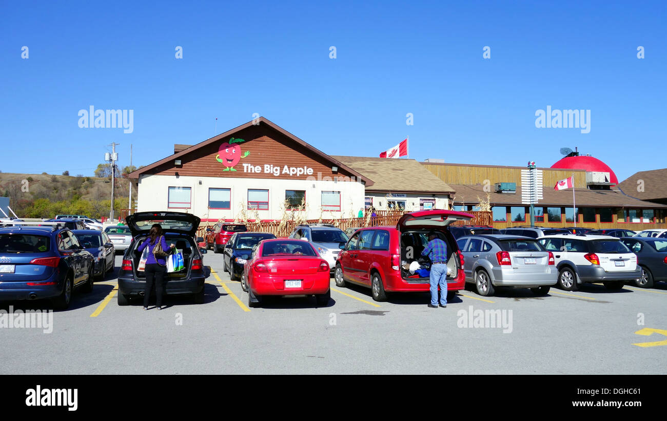 Parking lot of a country market in Ontario, Canada Stock Photo