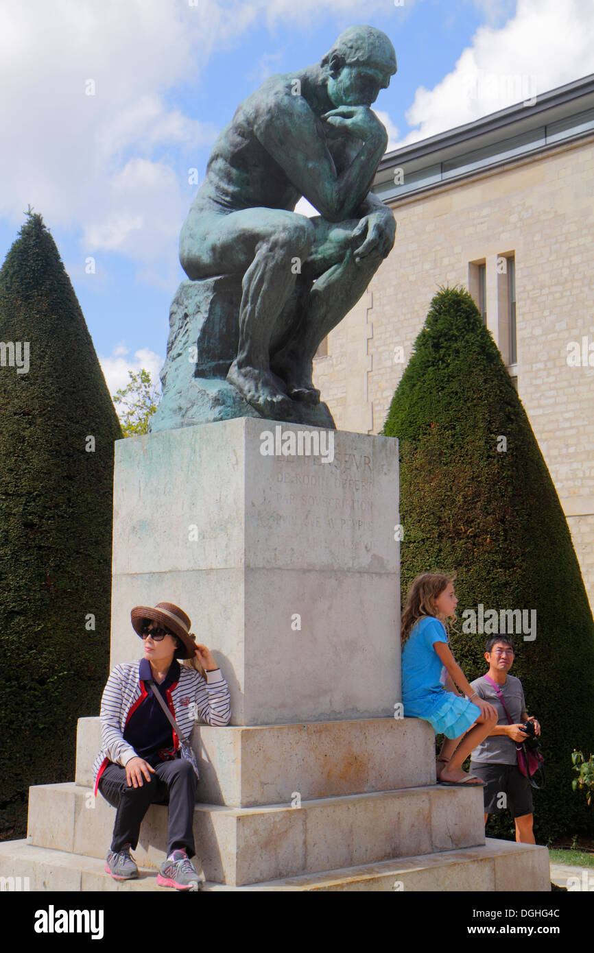 Paris France,7th arrondissement,Musée Rodin,Rodin Museum,garden,grounds,The Thinker,art sculpture,Asian adult,adults,woman female women,France13081807 Stock Photo