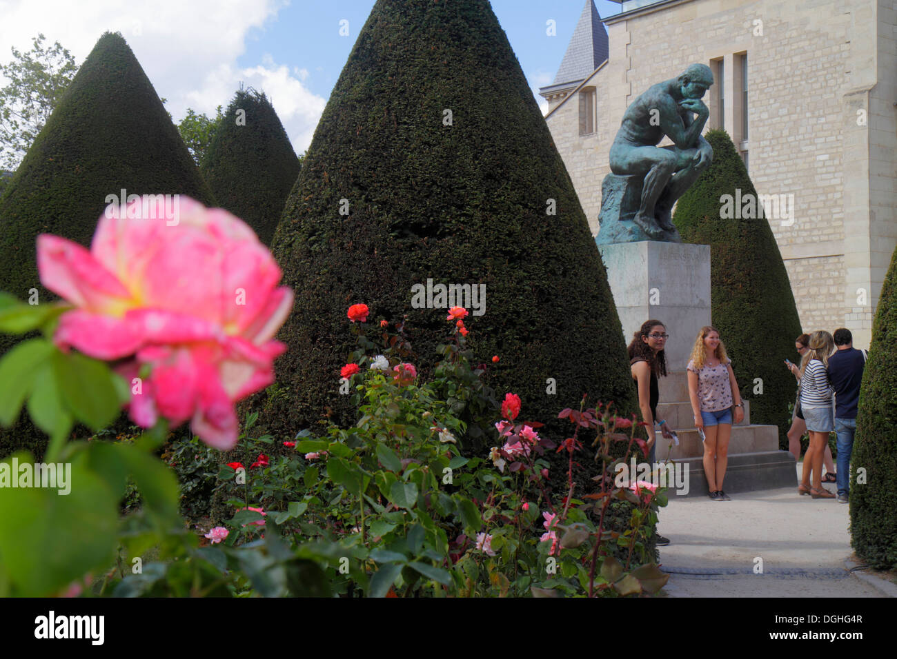 Paris France,7th arrondissement,Musée Rodin,Rodin Museum,garden,grounds,The Thinker,art sculpture,rose,France130818082 Stock Photo