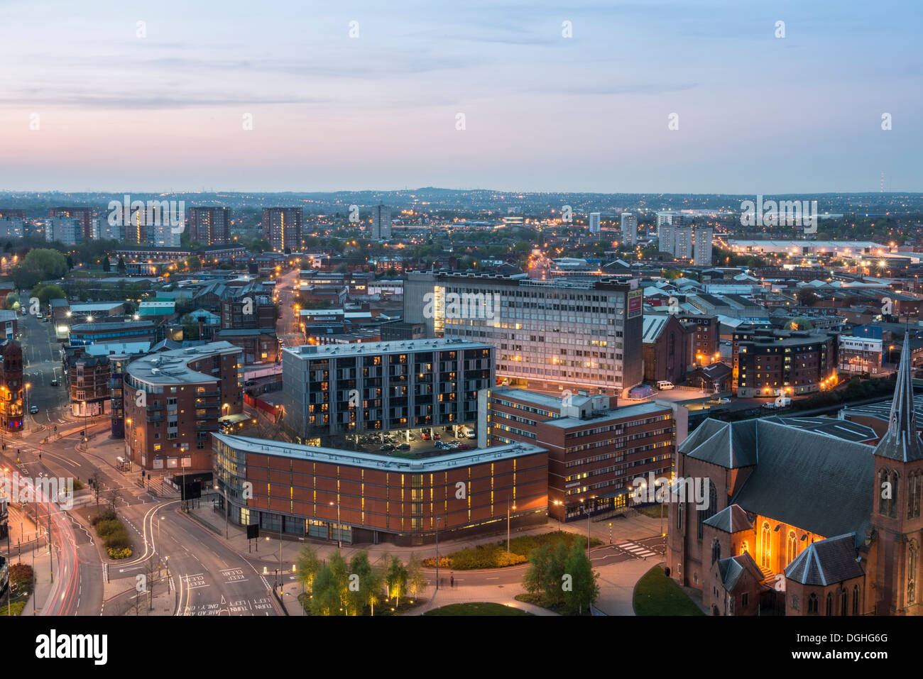 St Chads Cathedral and the Gun Quarter of Birmingham, England Stock Photo