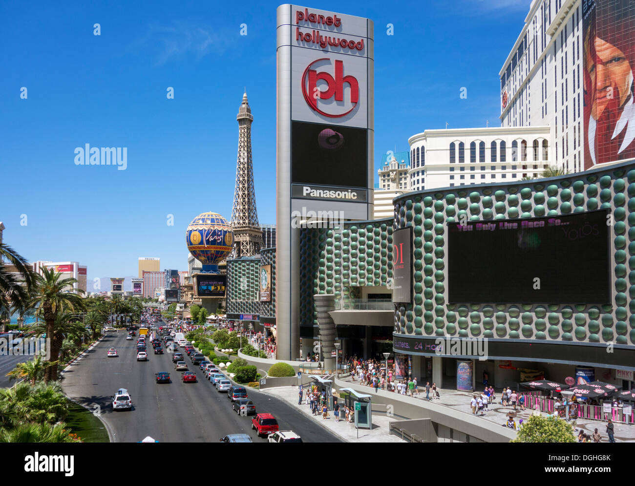 Las Vegas Boulevard South (The Strip) looking north, Las Vegas, Nevada, USA Stock Photo