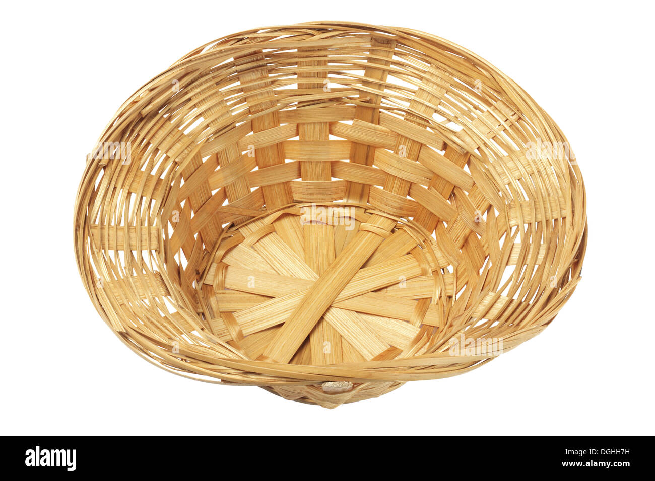 Empty Wicker Basket On White Background Stock Photo