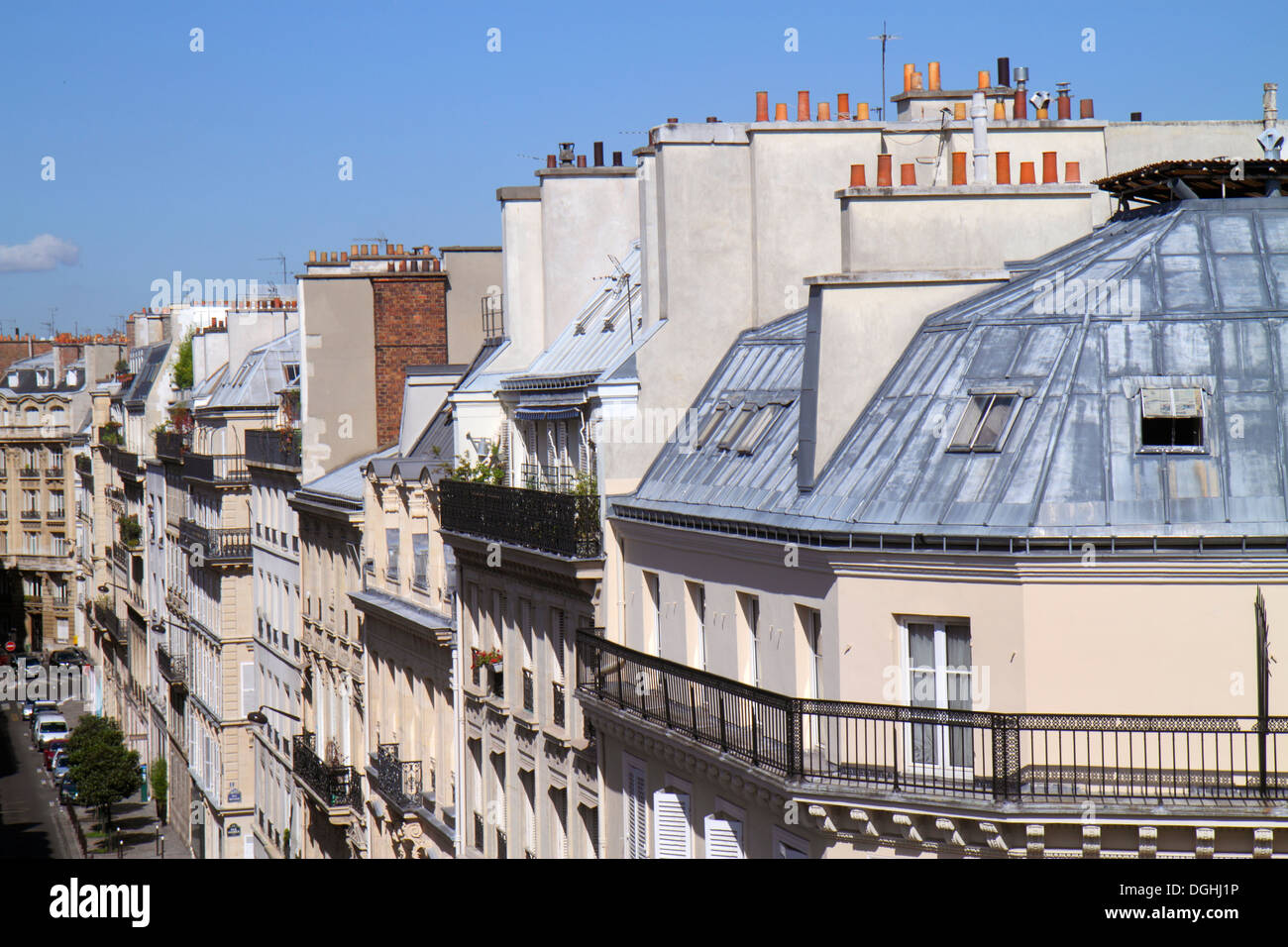 Paris France,9th arrondissement,Rue la Bruyere,street,aerial overhead