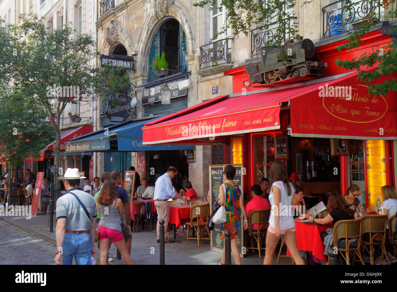 Paris France,5th arrondissement,Latin Quarter,Rive Gauche,Left Bank,Boulevard Saint-Germain,restaurant restaurants food dining cafe cafes,cuisine,food Stock Photo