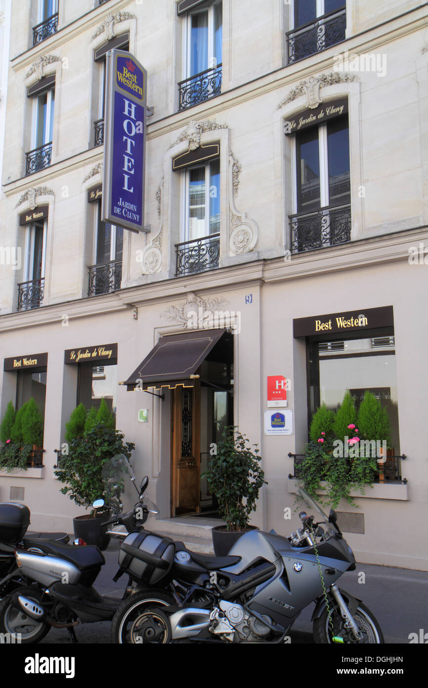 Paris France,Europe,French,5th arrondissement,Latin Quarter,Rive Gauche,Left Bank,Rue du Sommerard,Jardin de Cluny,Best Western,hotel hotels lodging i Stock Photo