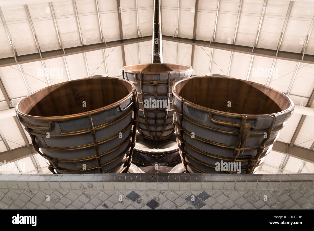 Engine nozzles of the Space Shuttle Endeavour, on display at the California Science Center in Los Angeles. Stock Photo
