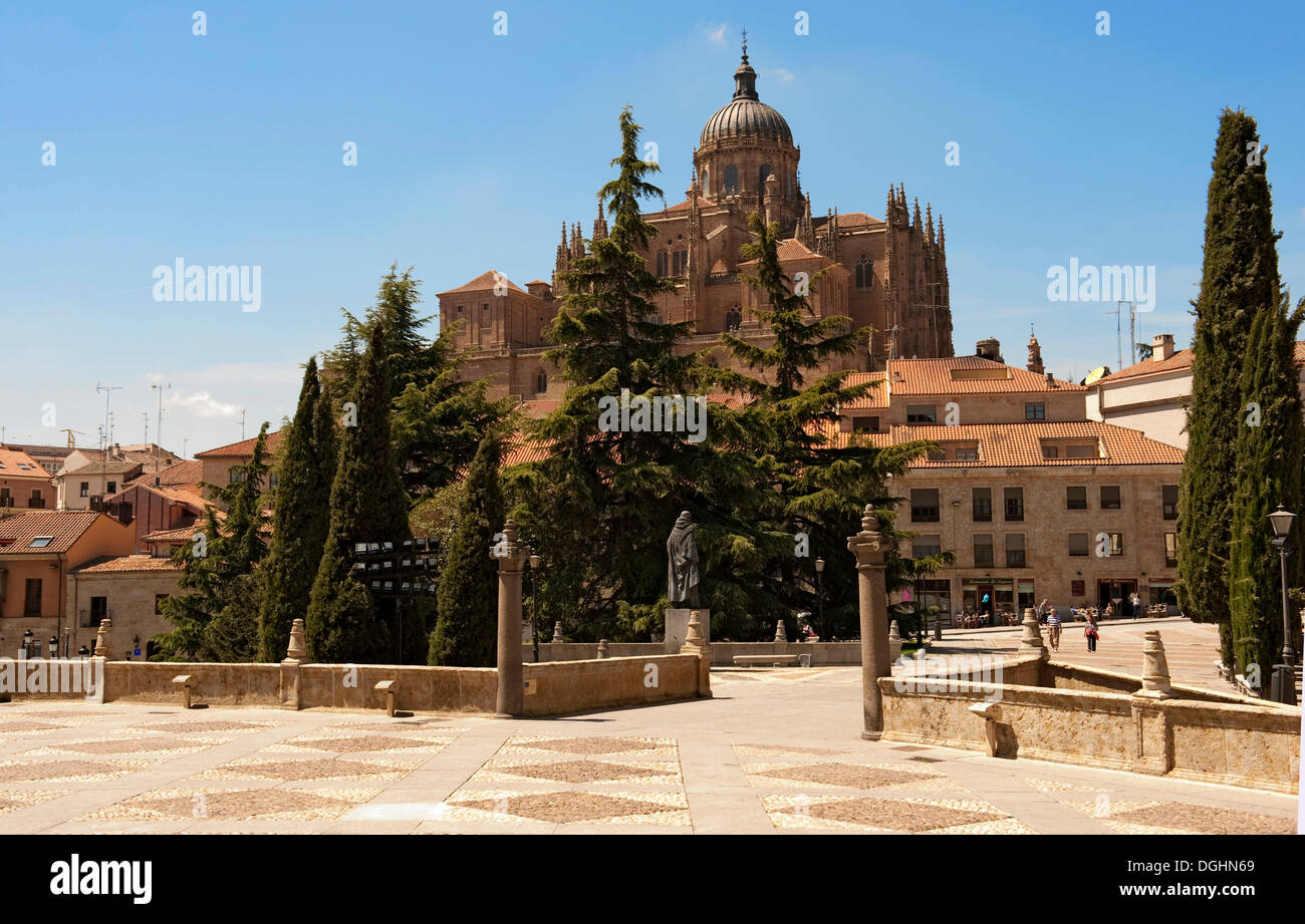 New Cathedral, Catedral Nueva, components of Gothic, Renaissance and Baroque, as seen from the terrace in front of the Convento Stock Photo