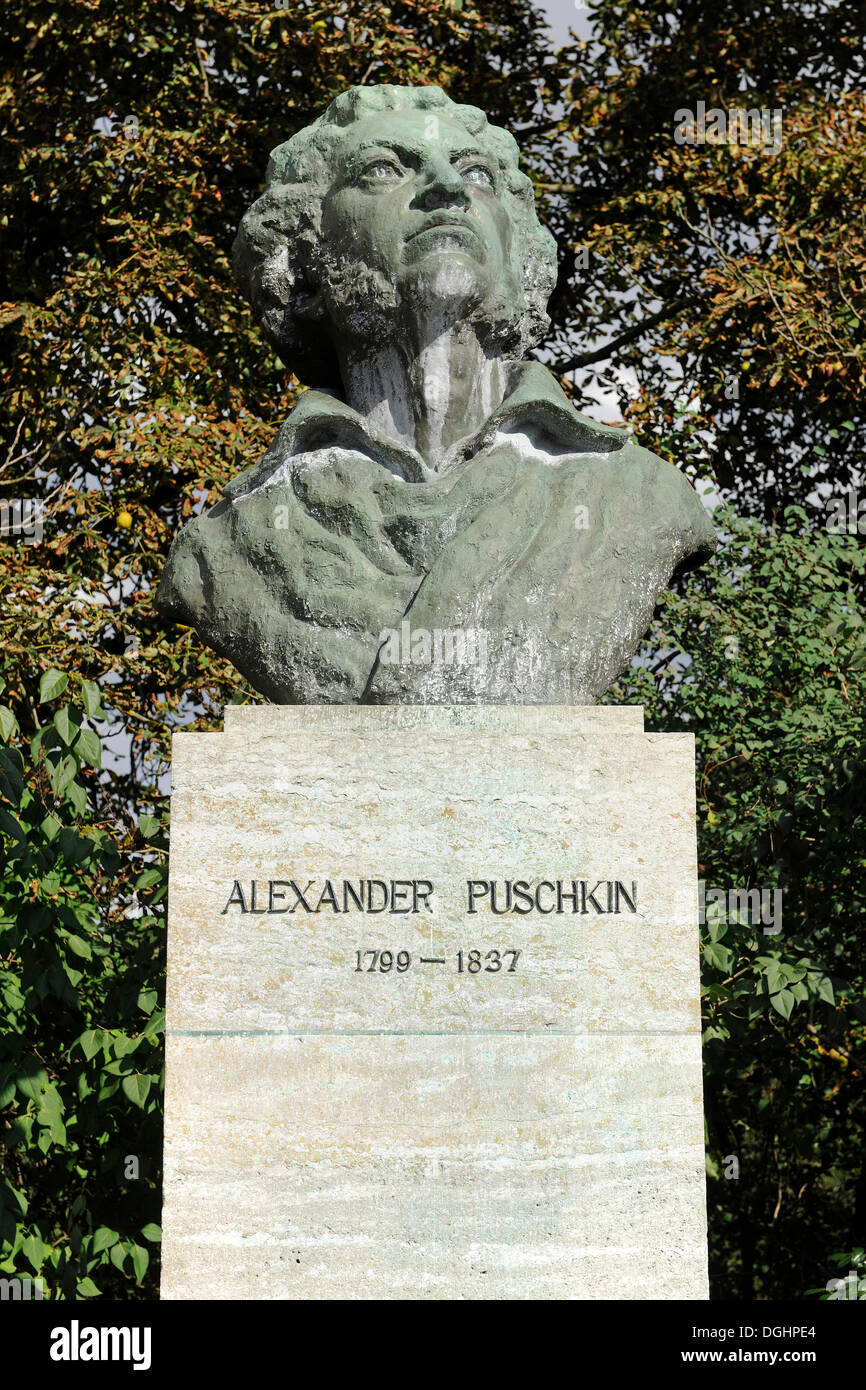 Bust of Alexander Pushkin, Weimar, Thuringia, Germany Stock Photo