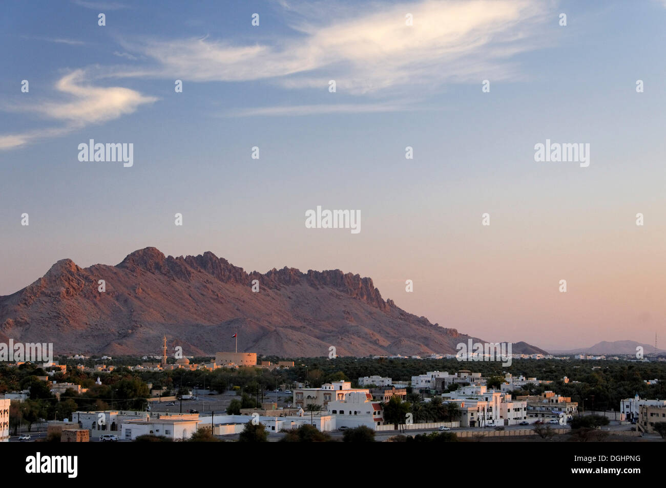 View of Nizwa in the evening, Oman, Middle East Stock Photo