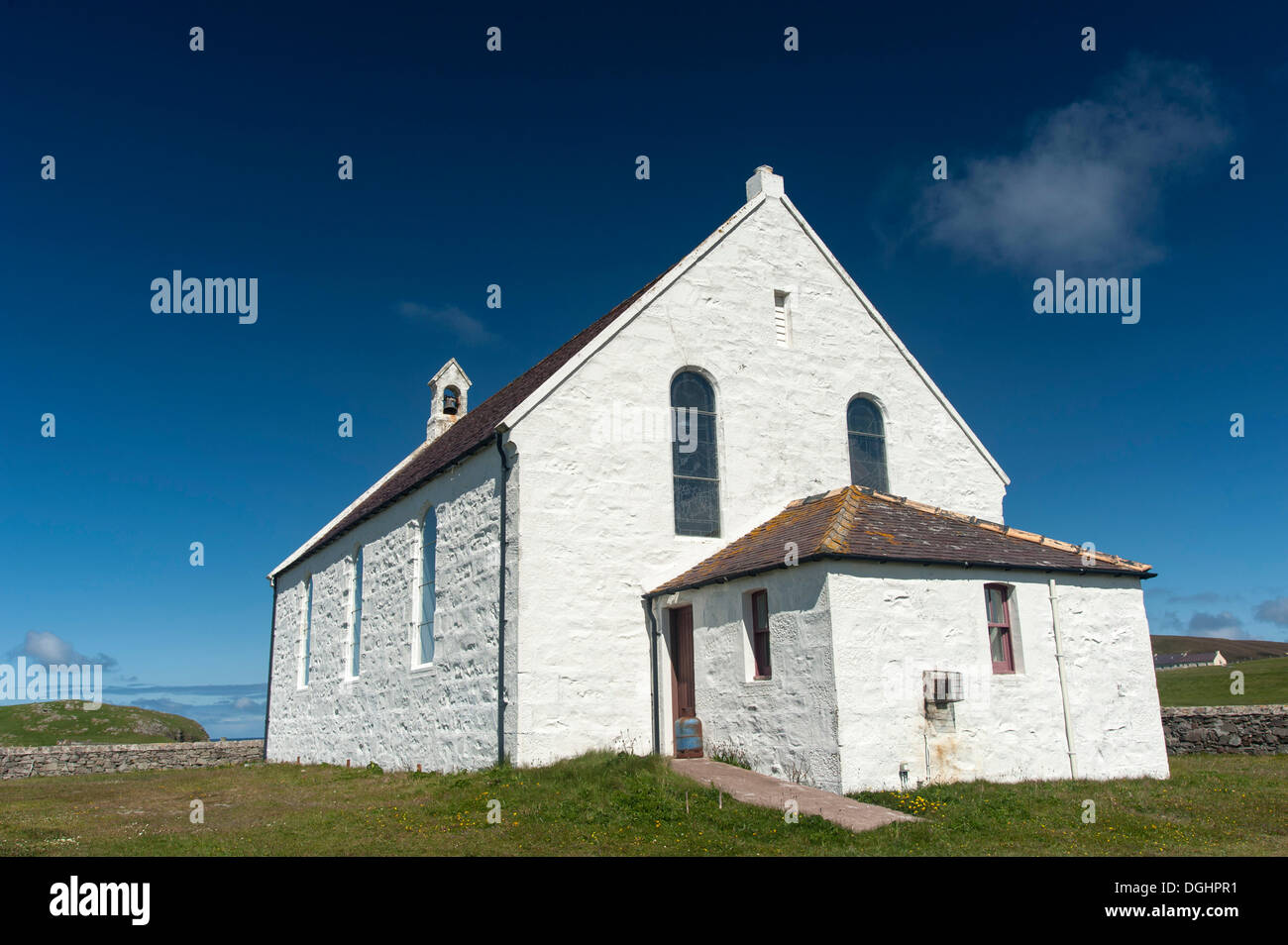 Fair Isle Kirk, Church of Scotland, built in 1892, reopened after extensive renovations on 15th October 2006, Fair Isle Stock Photo