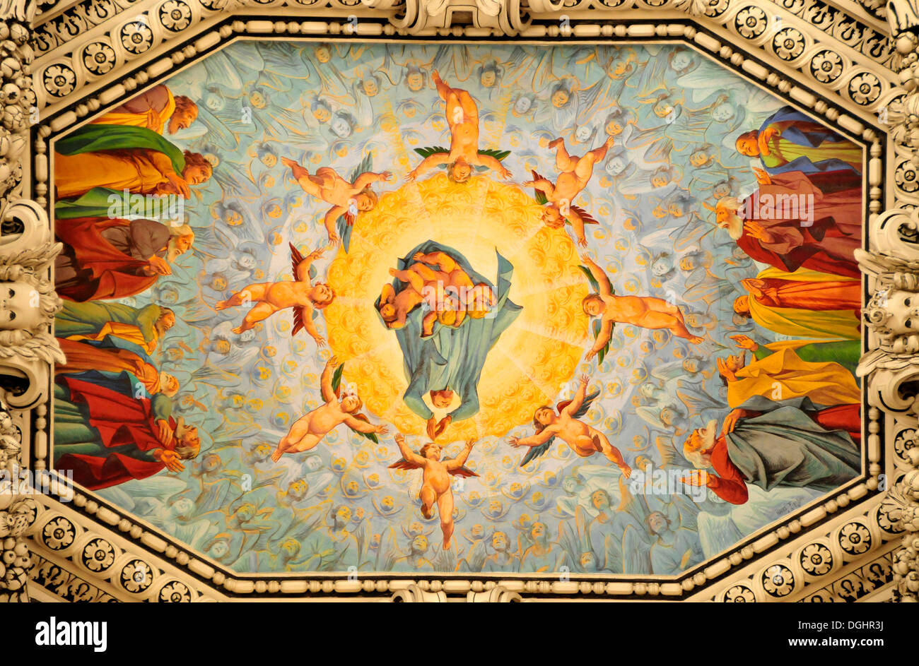 Baroque ceiling paintings in Salzburg Cathedral, Salzburg, Salzburg, Austria, Europe Stock Photo