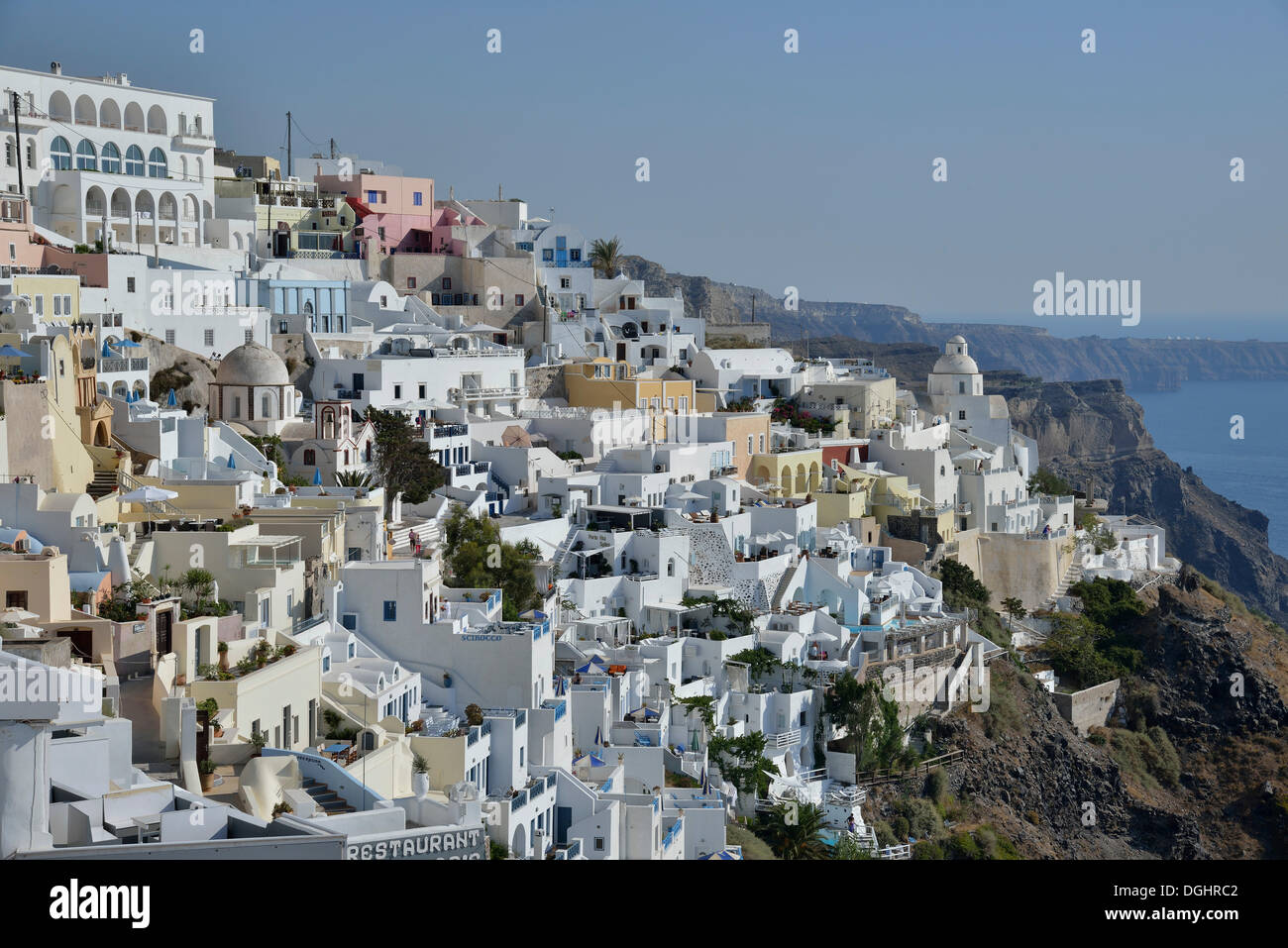 View of Firá or Thira, capital of Santorini, located on the caldera, Santorini, Cyclades, Greek island, Greece, Europe Stock Photo