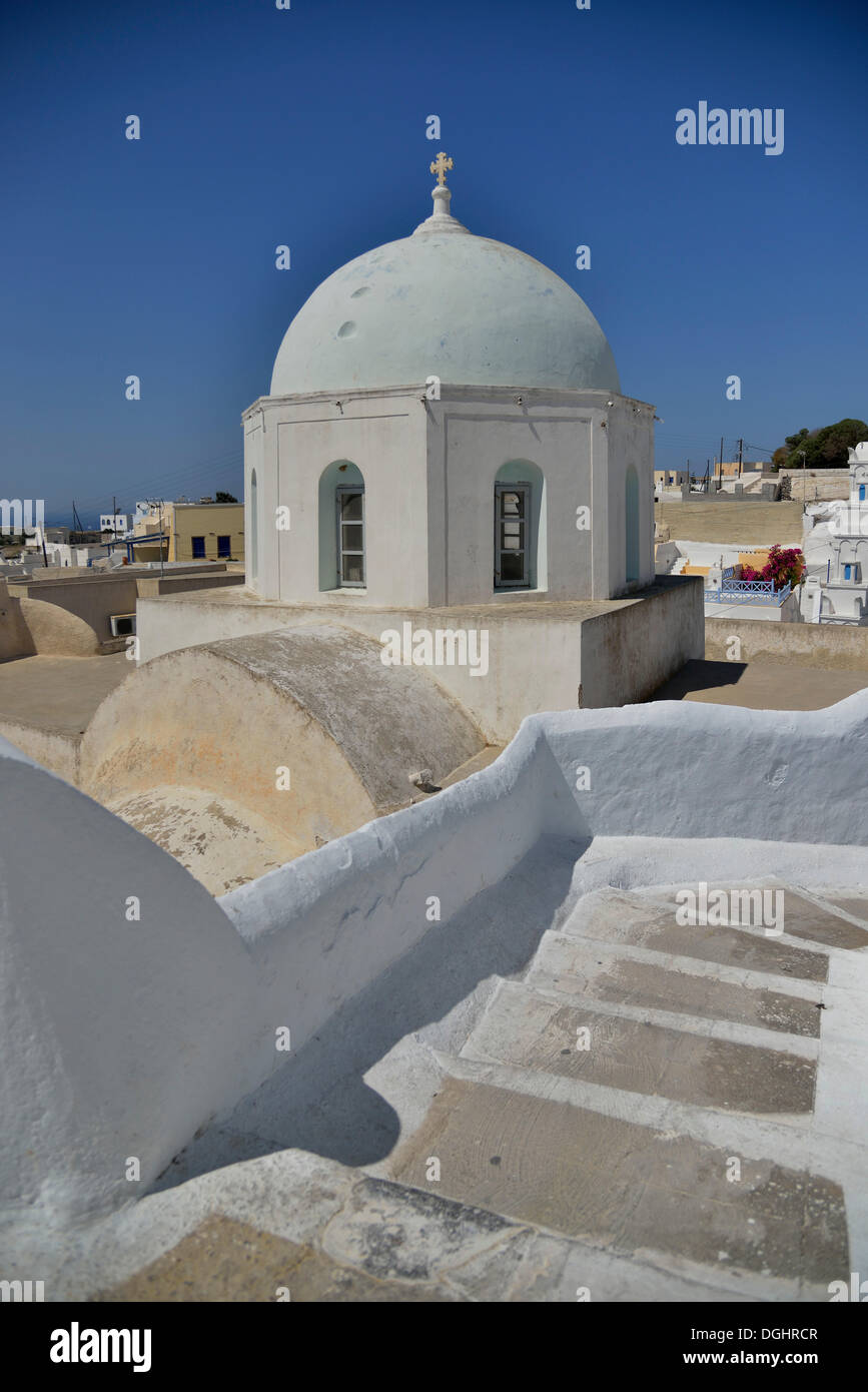 Side dome of the Ágii Anárgiri church, Megalochóri, Santorini, Cyclades, Greek Islands, Greece, Europe Stock Photo