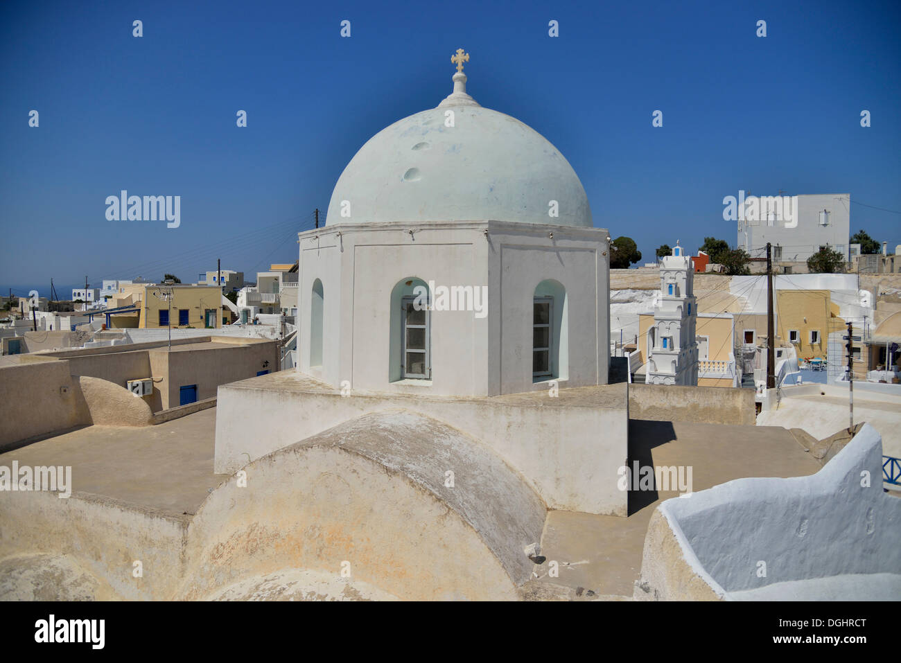 Side dome of the Ágii Anárgiri church, Megalochóri, Santorini, Cyclades, Greek Islands, Greece, Europe Stock Photo