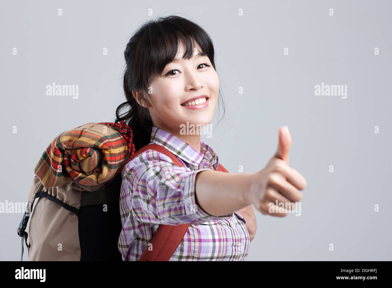 Asian woman backpack hiking in hi-res stock photography and images - Alamy