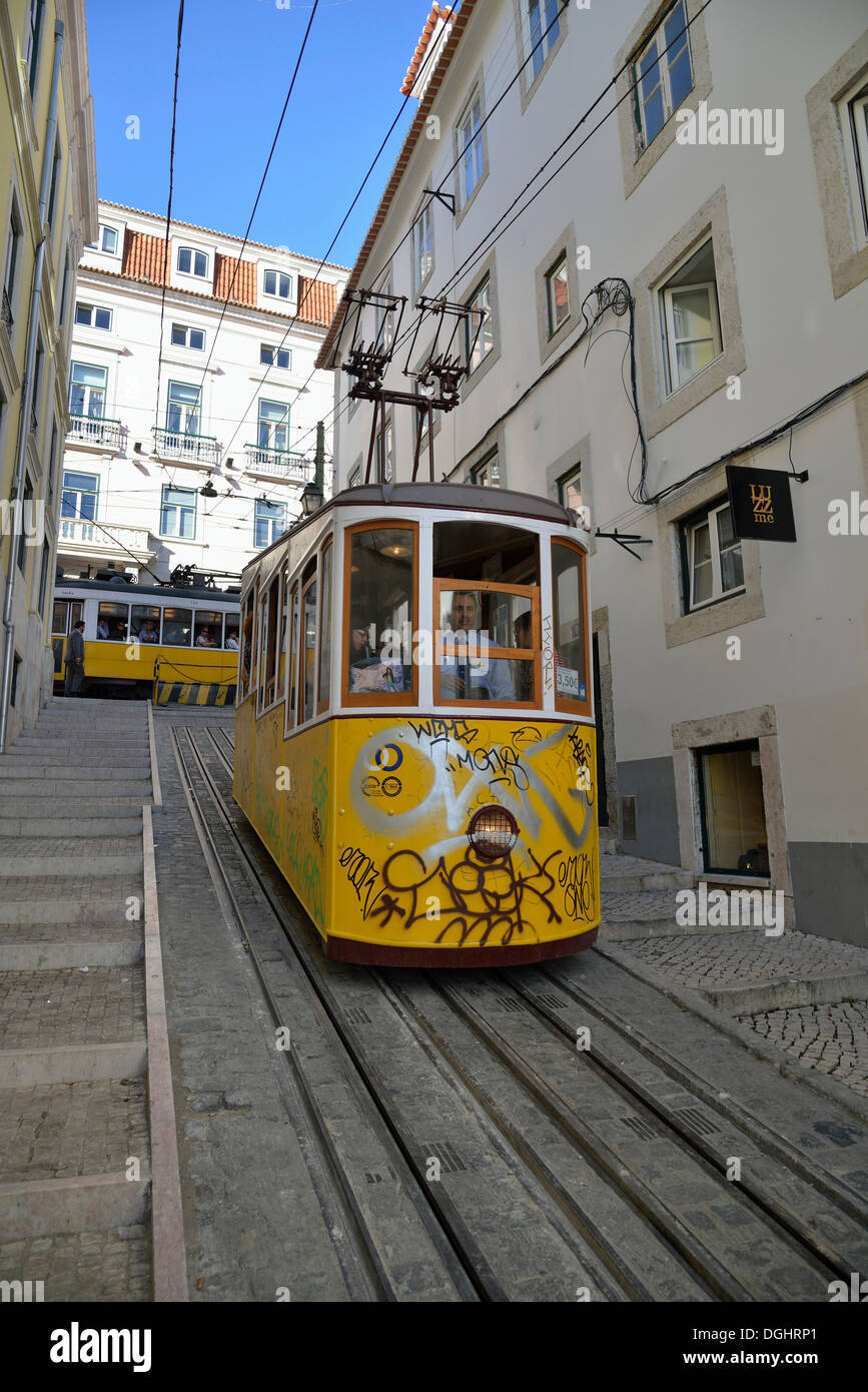 Elevador da Bica funicular, Bica, Lisbon, Portugal Stock Photo