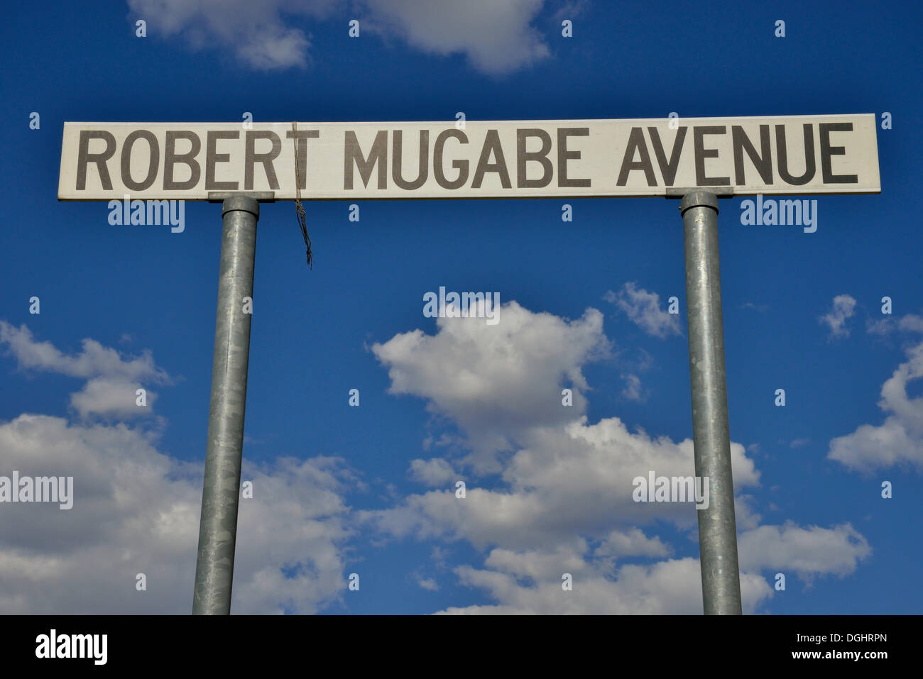 Street sign, Robert Mugabe Avenue, Windhoek, Namibia Stock Photo
