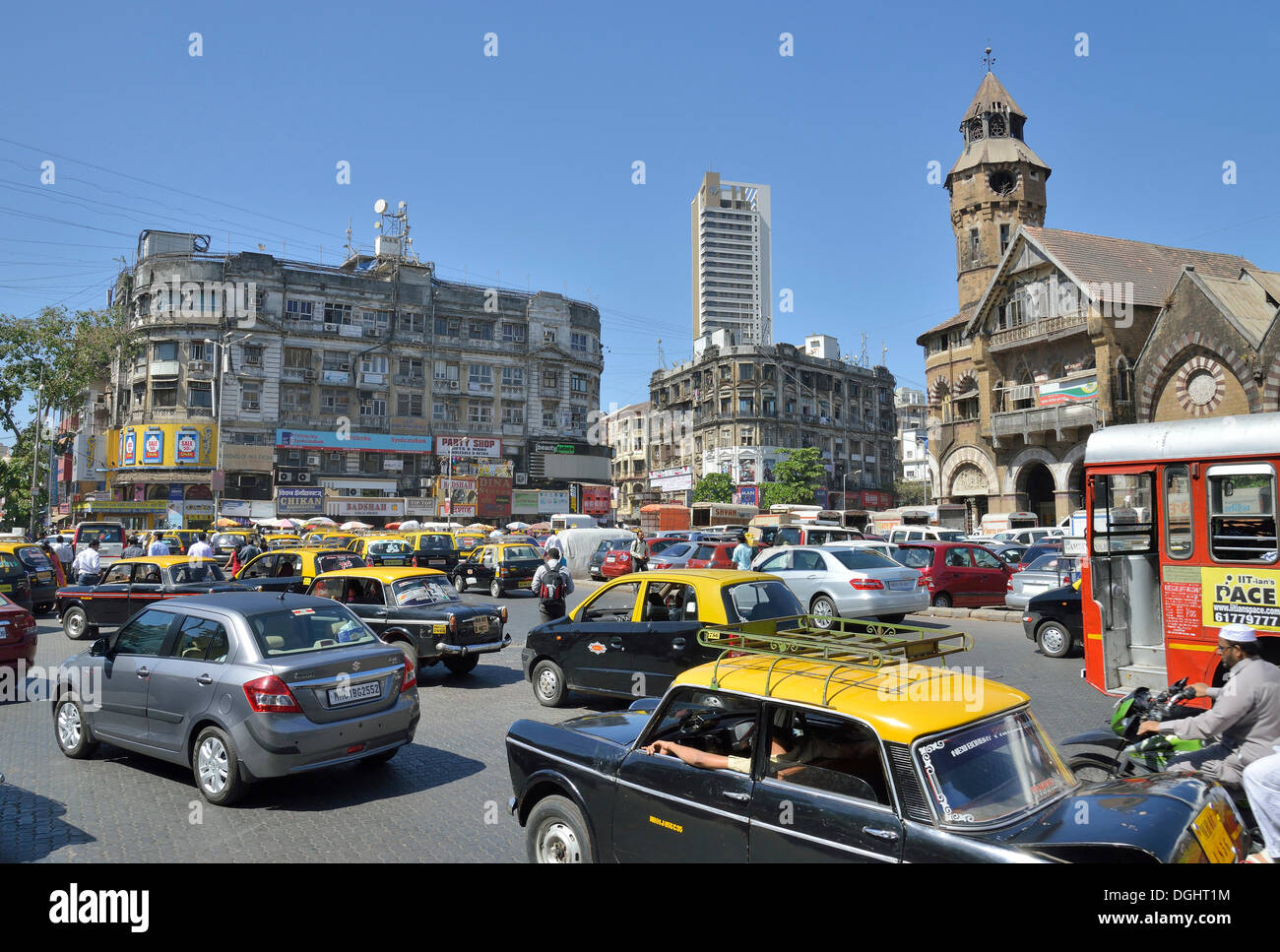 Traffic jam in front of the Crawford Market or Mahatma Jyotiba Phule Market, Mumbai, Maharashtra, India Stock Photo