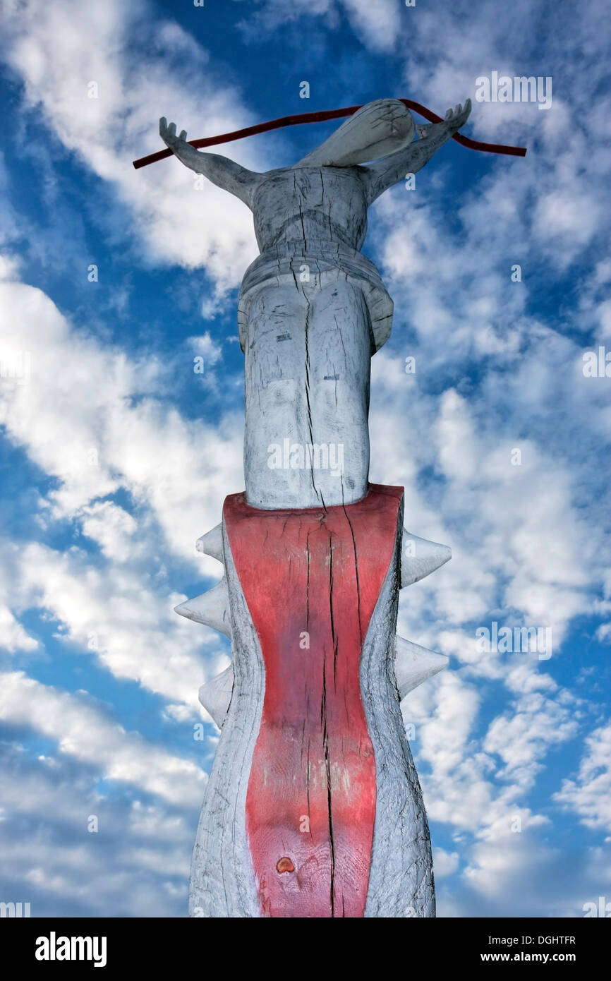 Sculpture, symbol of human weakness, Antalksne, Aukstaitijos National Park, Lithuania, Europe Stock Photo