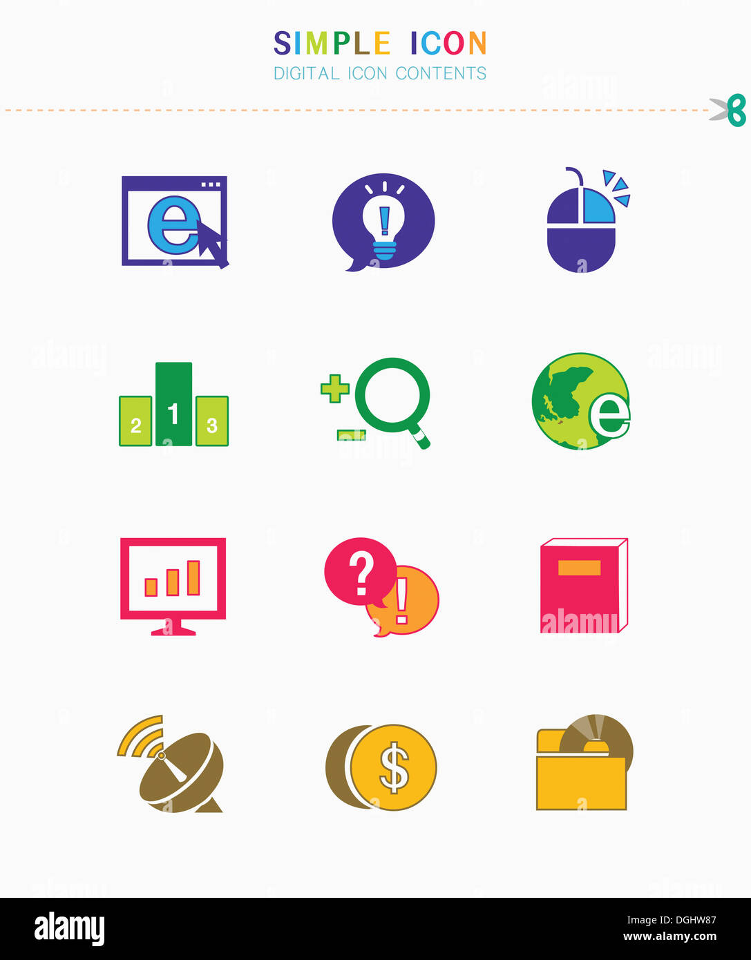 Group simple flat icons hi-res stock photography and images - Alamy