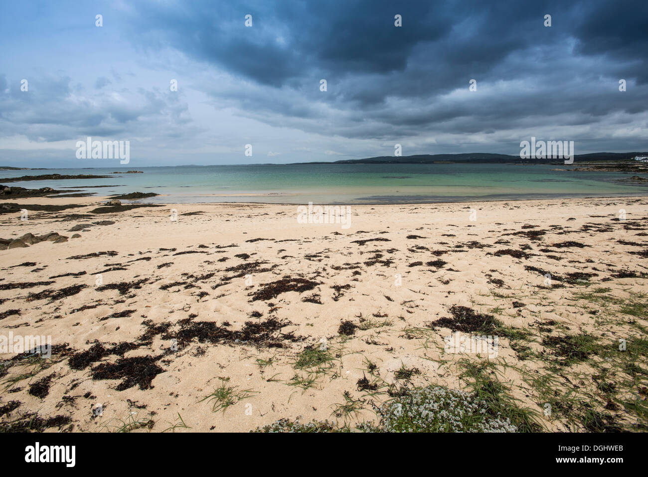 Beach landscape with a dramatic sky, Connemara, Ireland, Europe Stock Photo