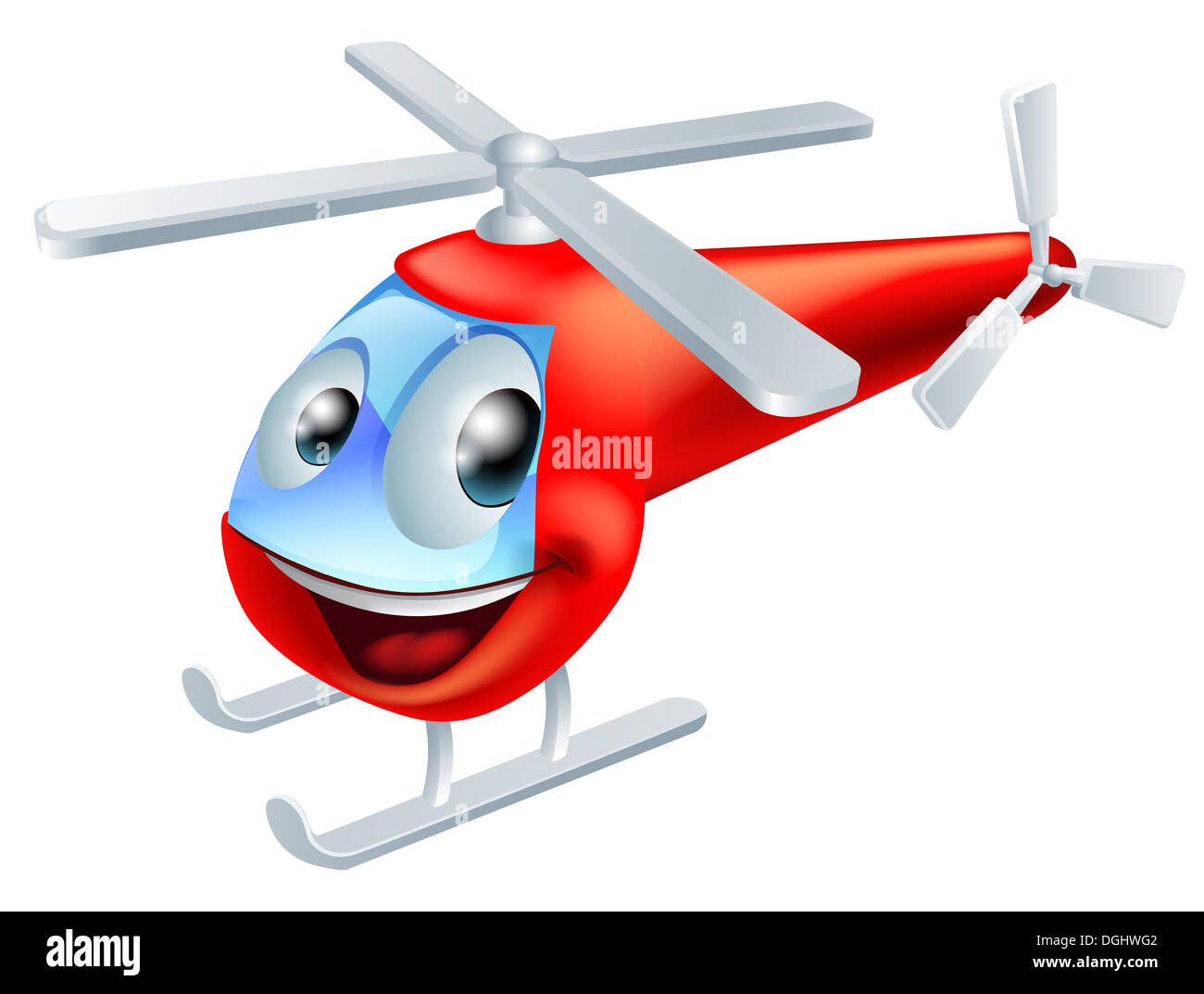 Illustration of a cute red helicopter children’s cartoon character Stock Photo