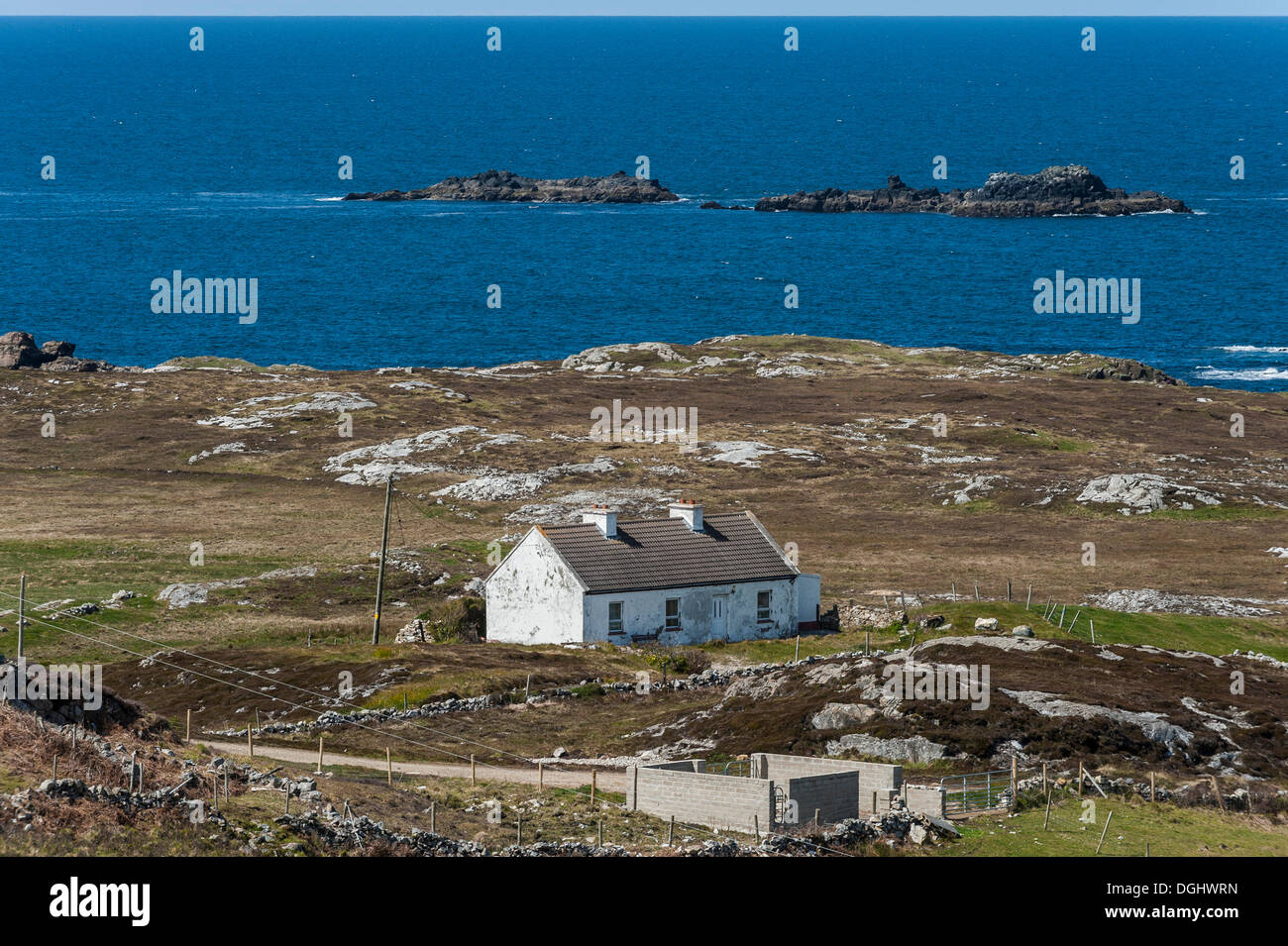 Coastal landscape with typical Irish house, Atlantic Drive, Letterkenny